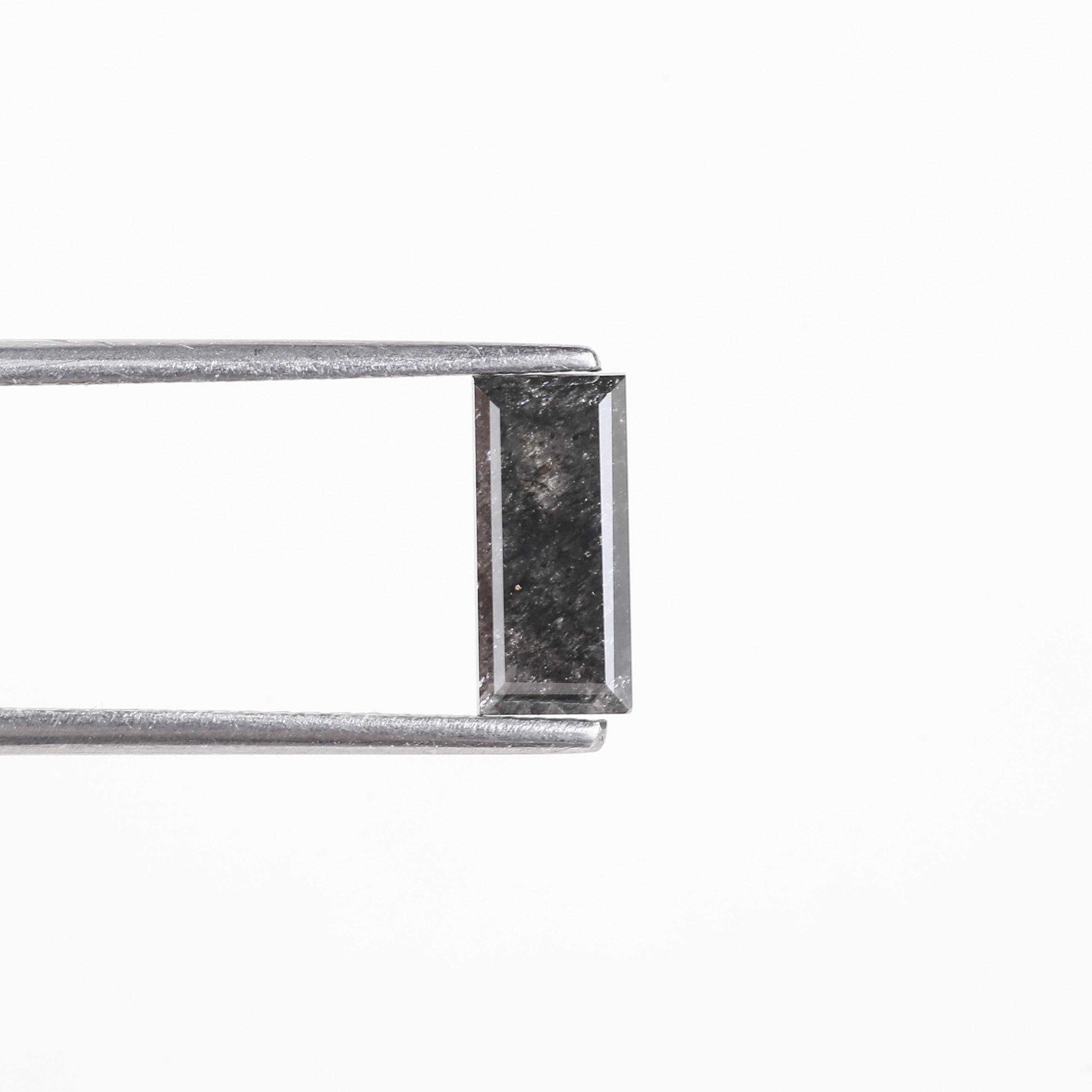1.24 Carat Natural Grey Black Baguette Cut Salt And Pepper Diamond 9.06 MM