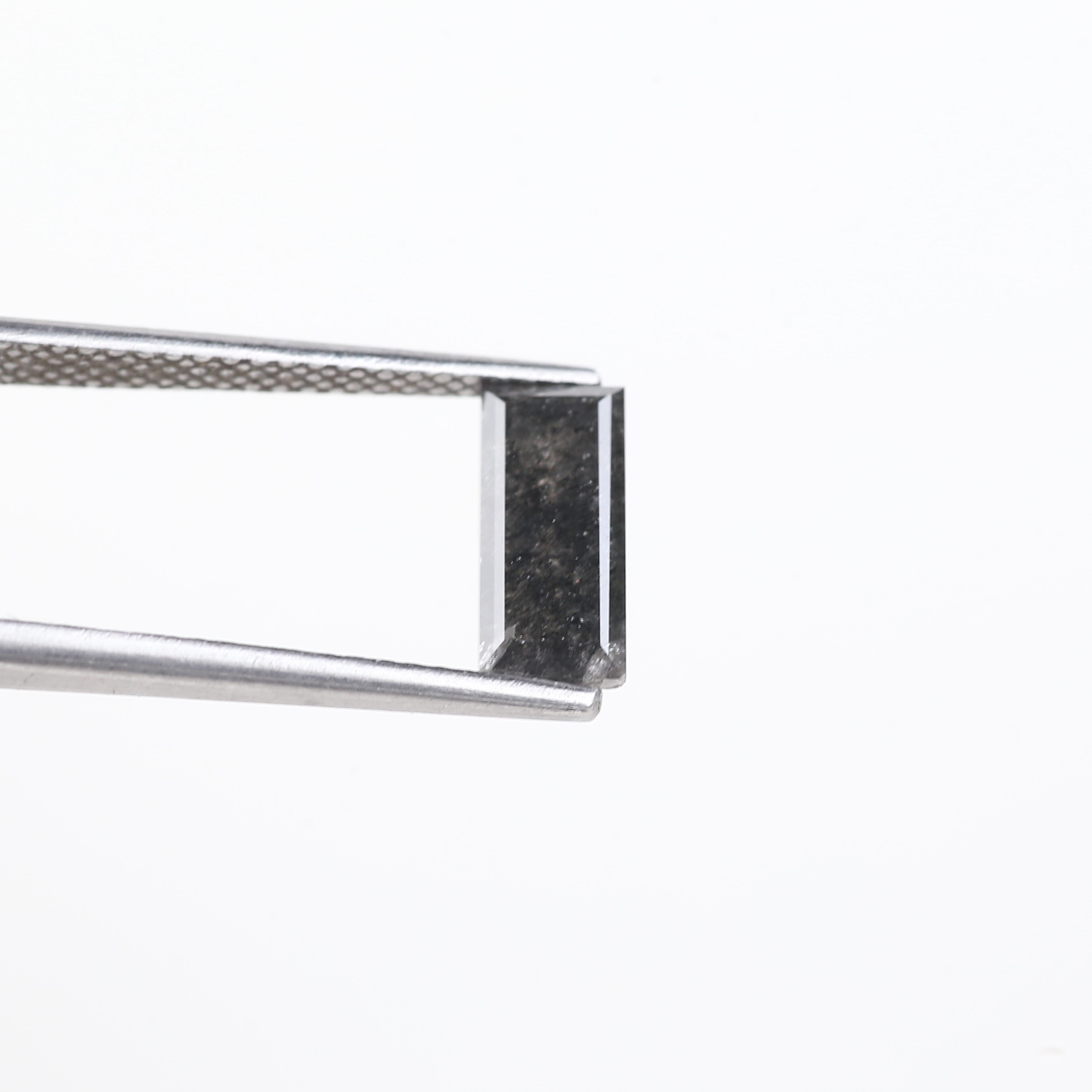 1.24 Carat Natural Grey Black Baguette Cut Salt And Pepper Diamond 9.06 MM