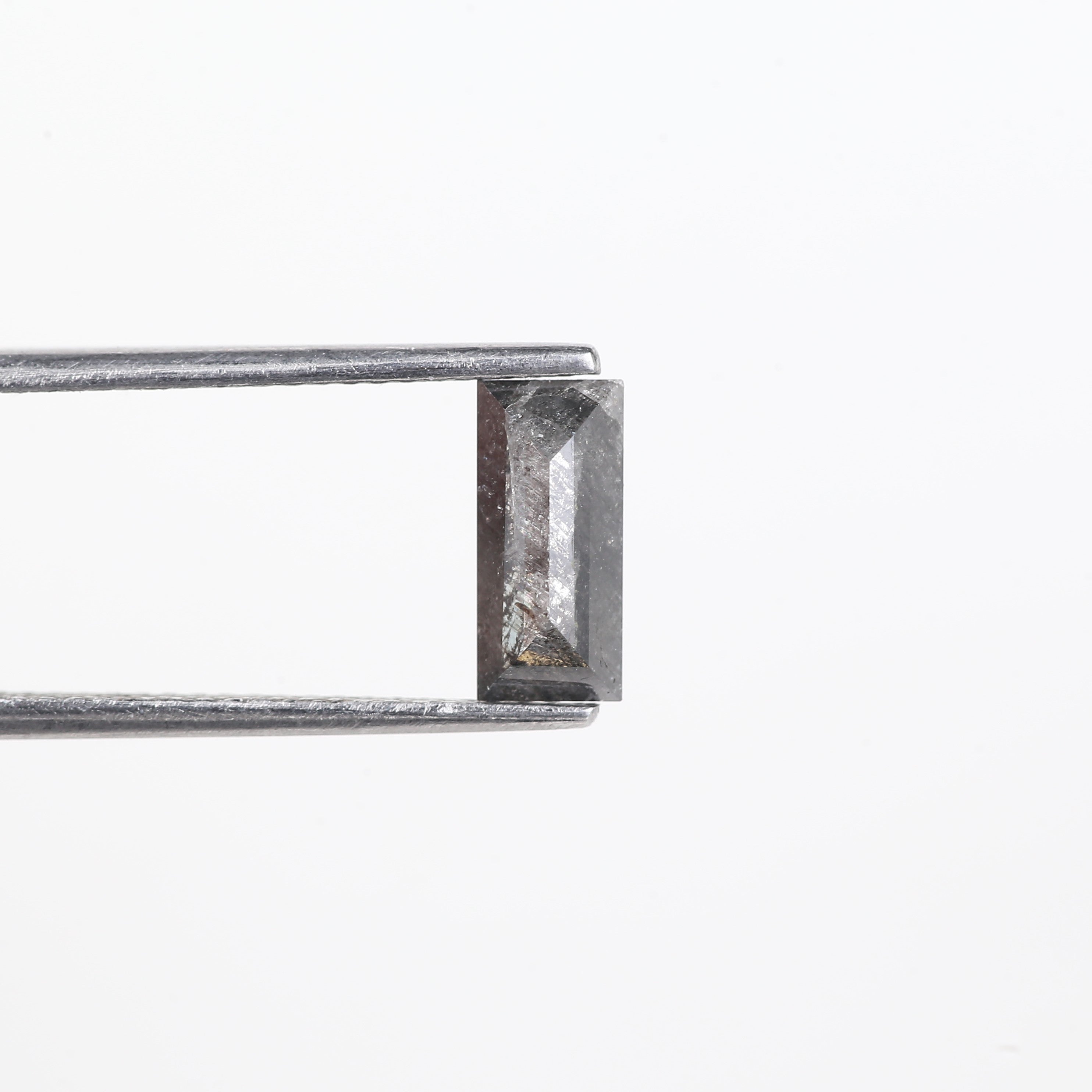 1.24 Carat Natural Grey Black Baguette Cut Salt And Pepper Diamond 9.06 MM