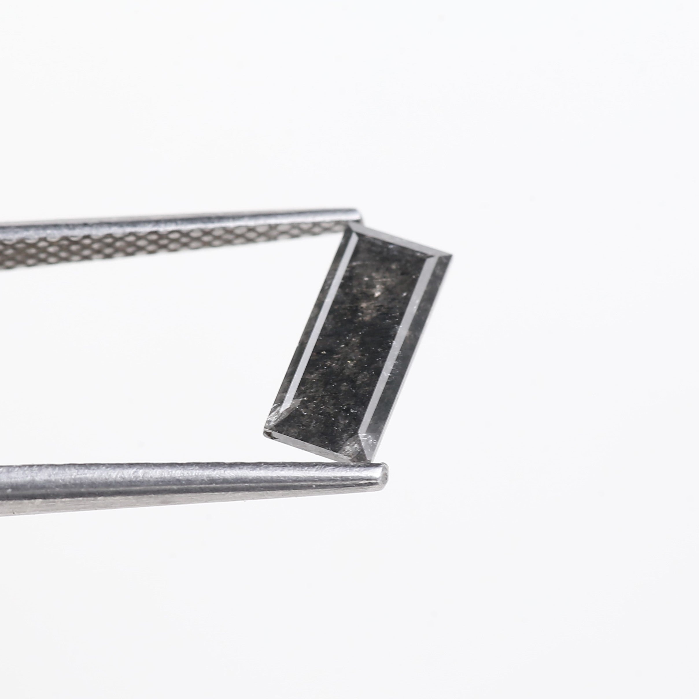 1.24 Carat Natural Grey Black Baguette Cut Salt And Pepper Diamond 9.06 MM