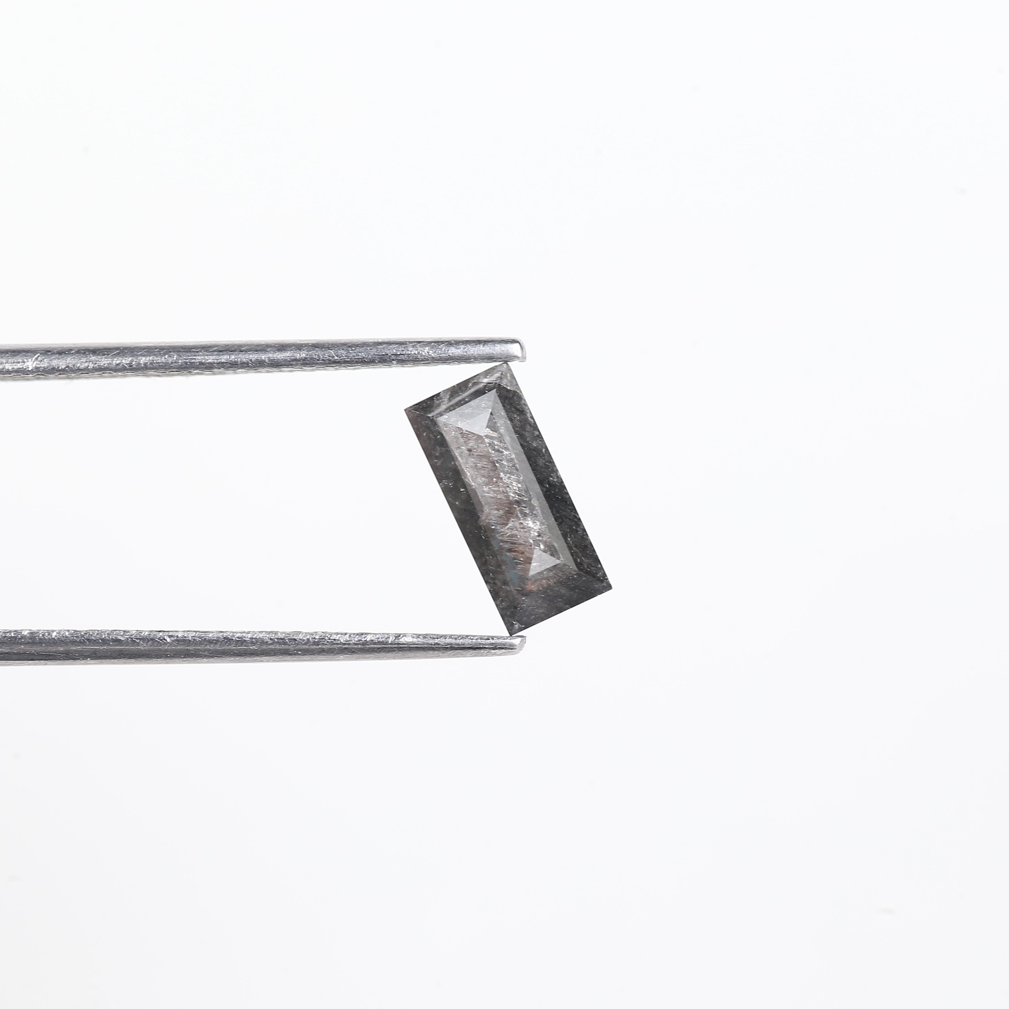 1.24 Carat Natural Grey Black Baguette Cut Salt And Pepper Diamond 9.06 MM