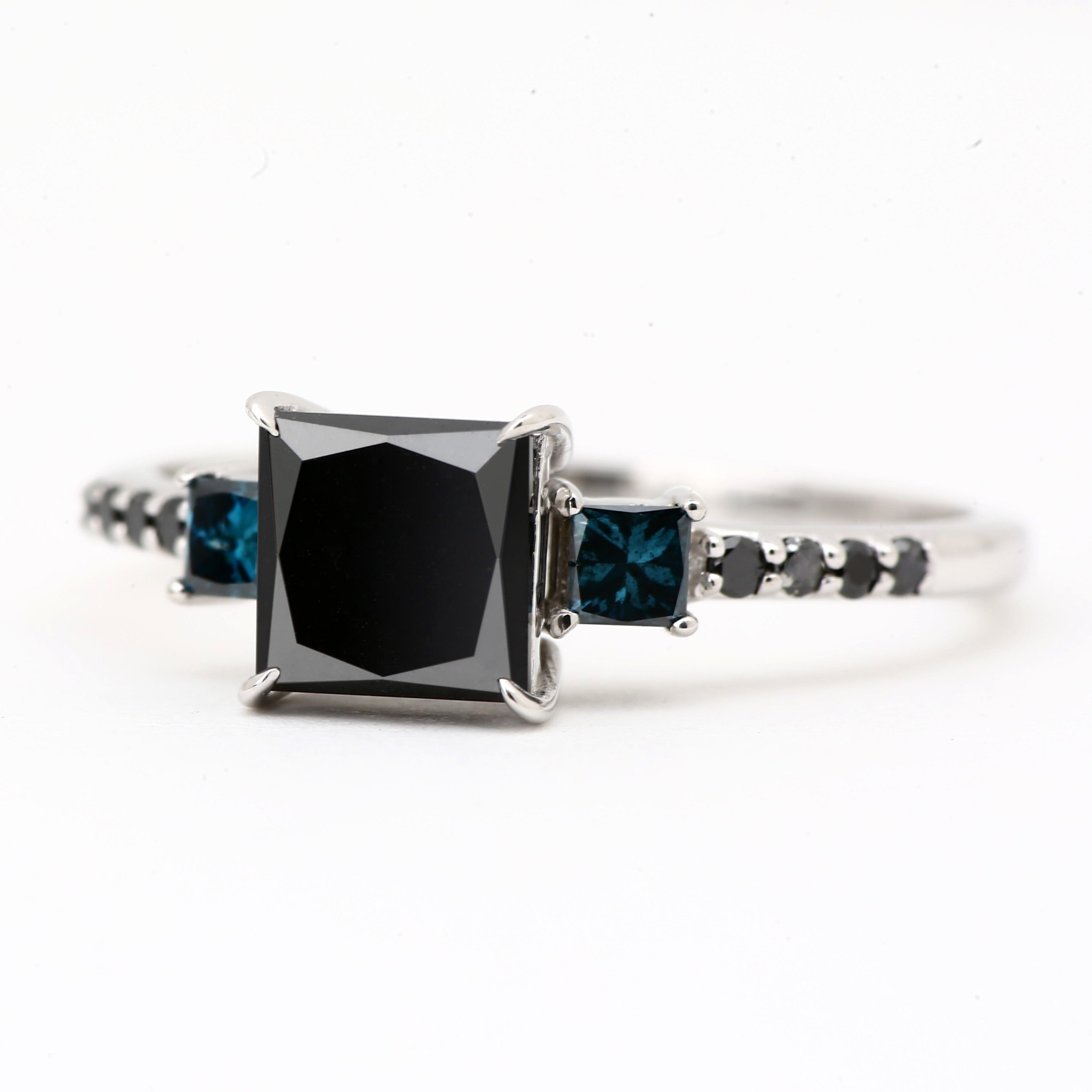 blue diamond engagement ring