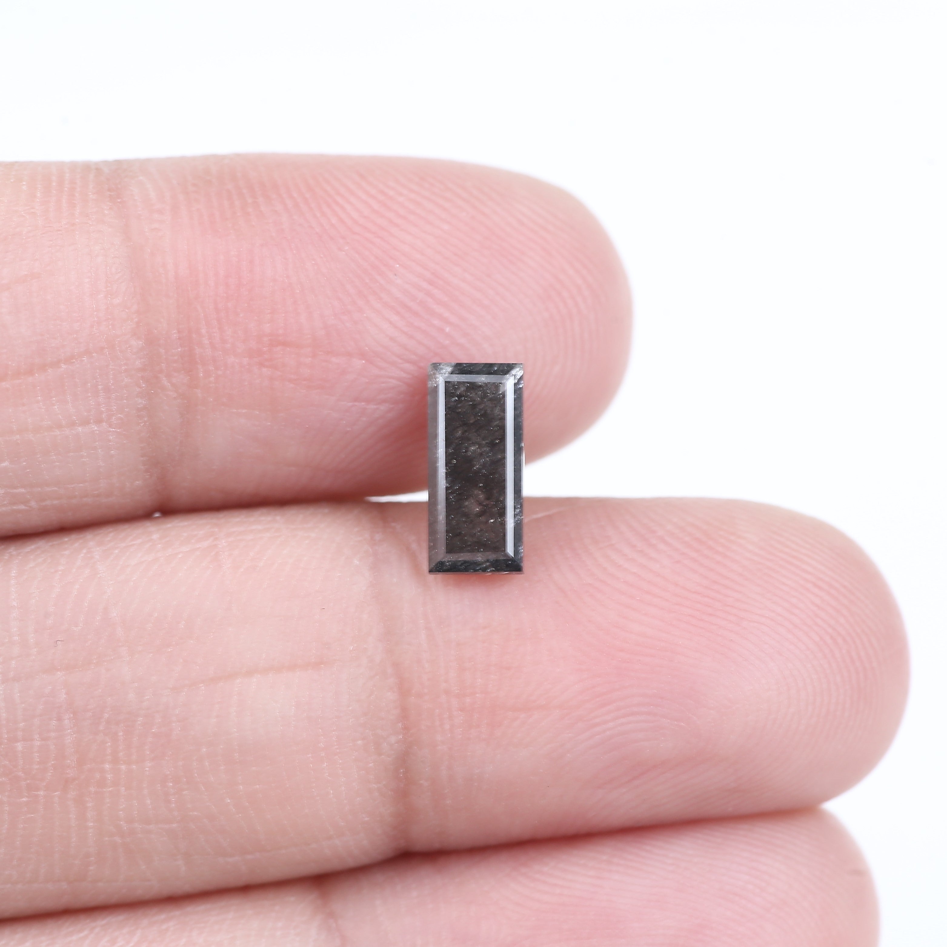 1.24 Carat Natural Grey Black Baguette Cut Salt And Pepper Diamond 9.06 MM