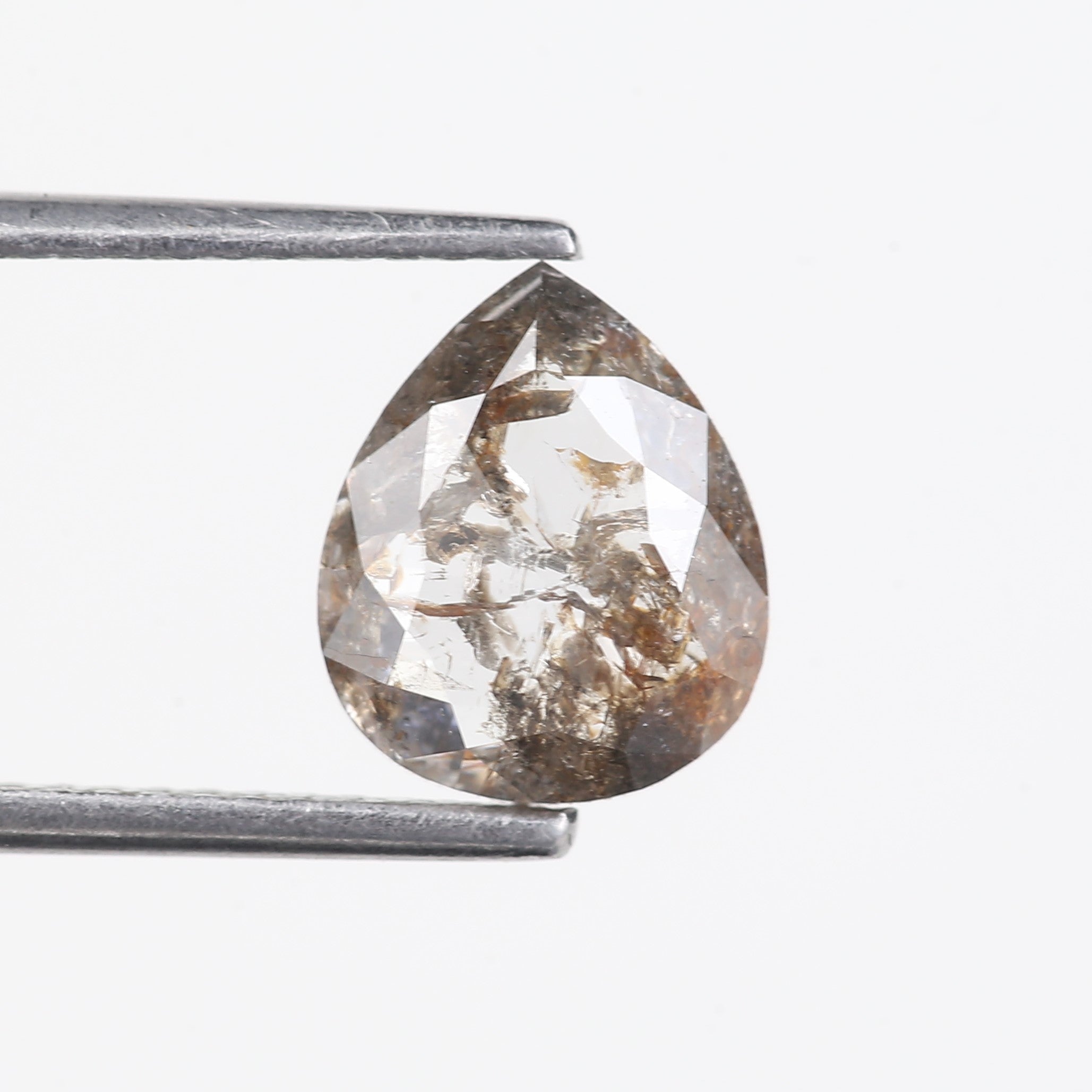 1.54 Carat Natural Salt And Pepper Pear Diamond 9 MM