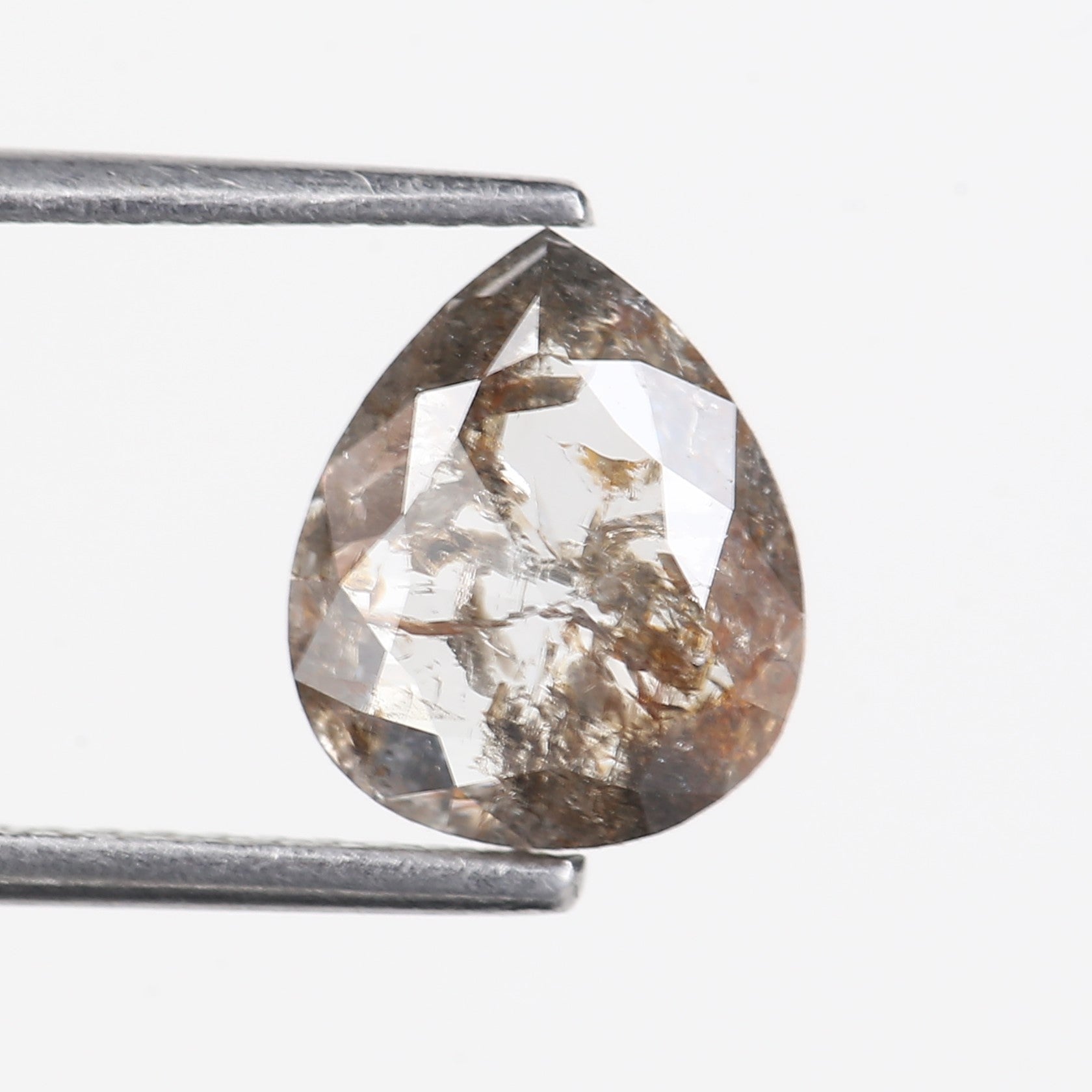1.54 Carat Natural Salt And Pepper Pear Diamond 9 MM