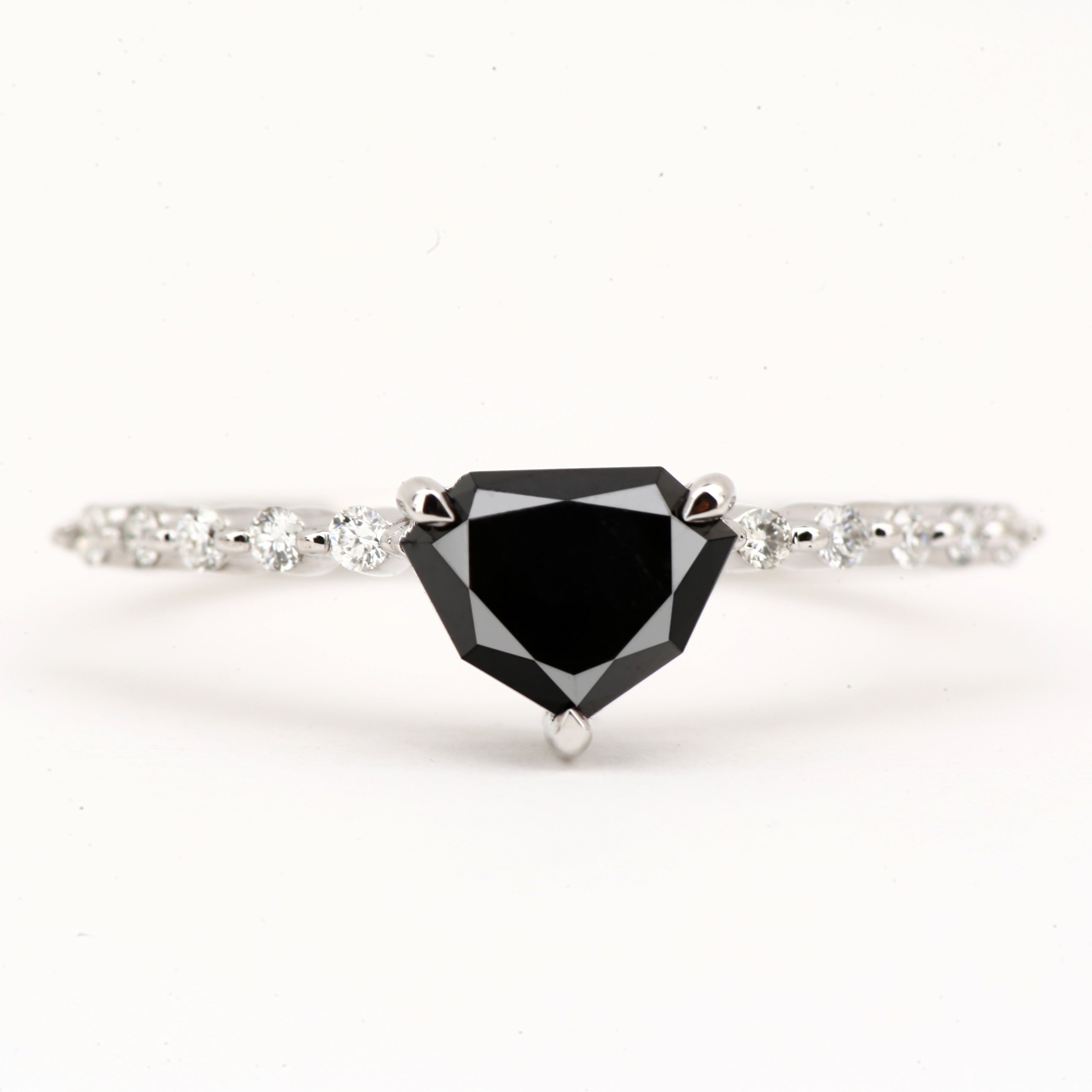 shield black engagement ring