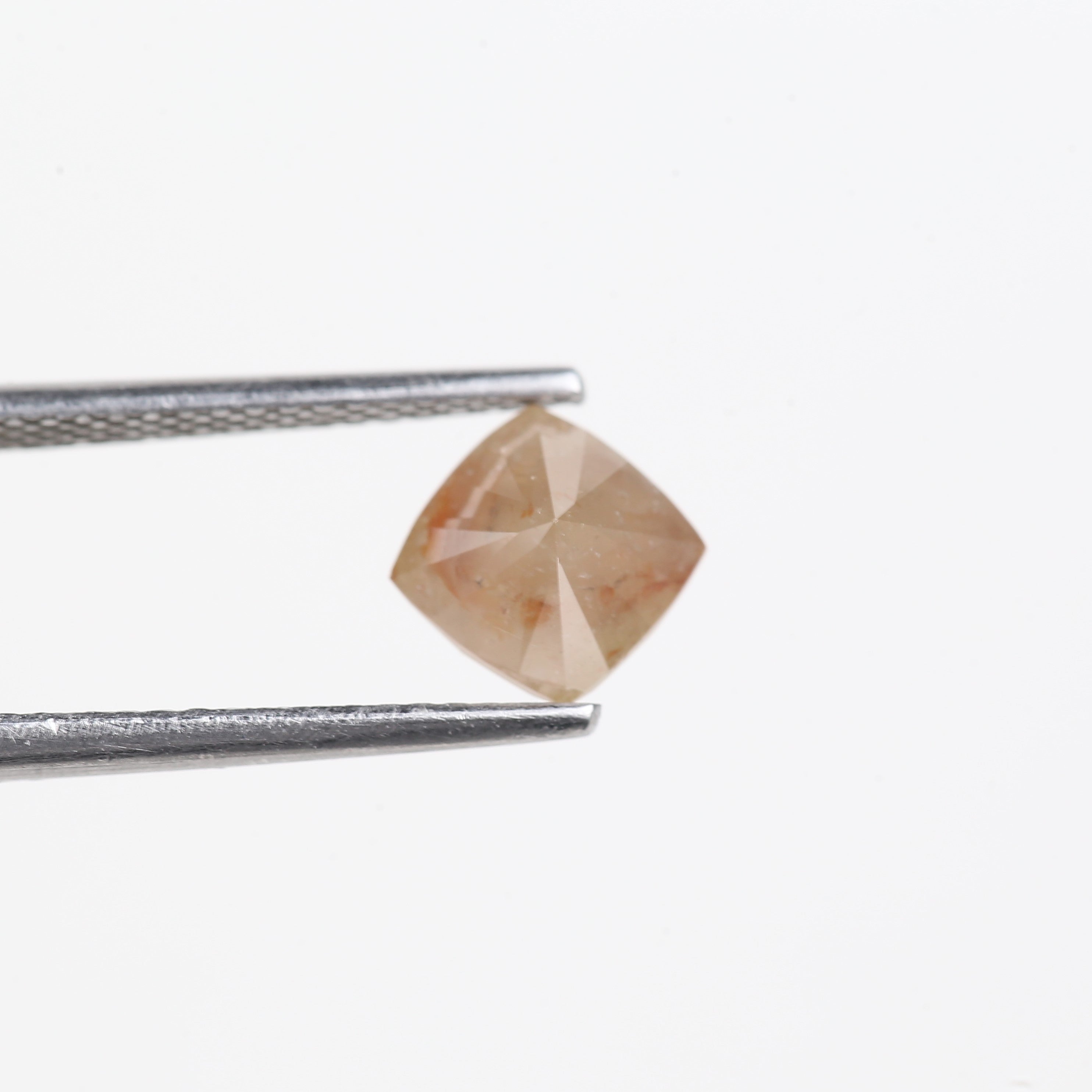 1.23 Carat Natural Peach Orange Cushion Cut Salt And Pepper Diamond 6.07 MM