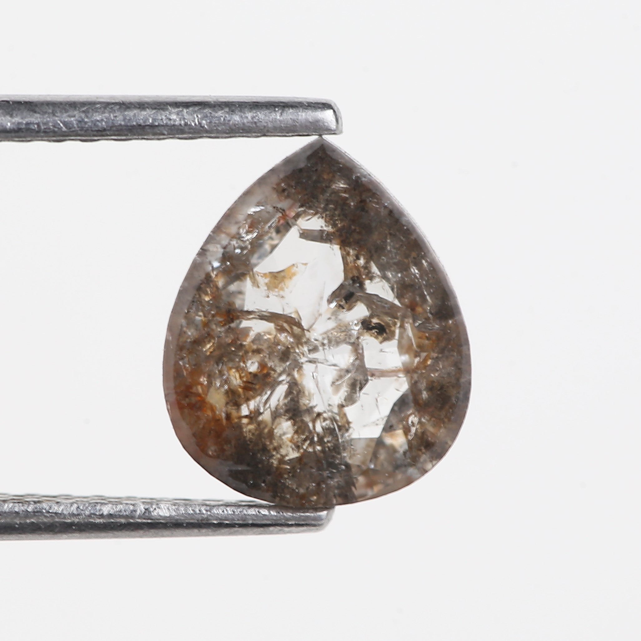 1.54 Carat Natural Salt And Pepper Pear Diamond 9 MM