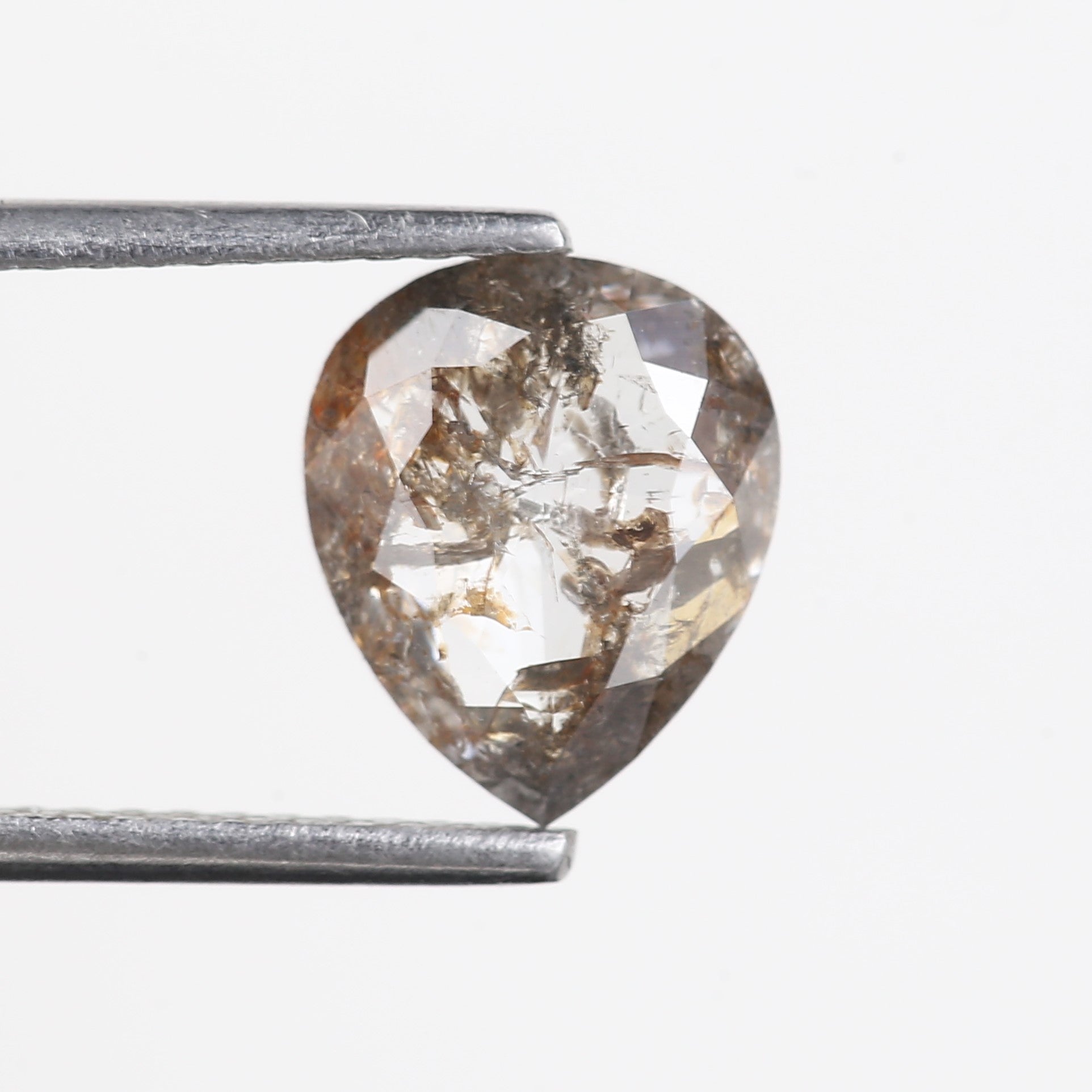 1.54 Carat Natural Salt And Pepper Pear Diamond 9 MM