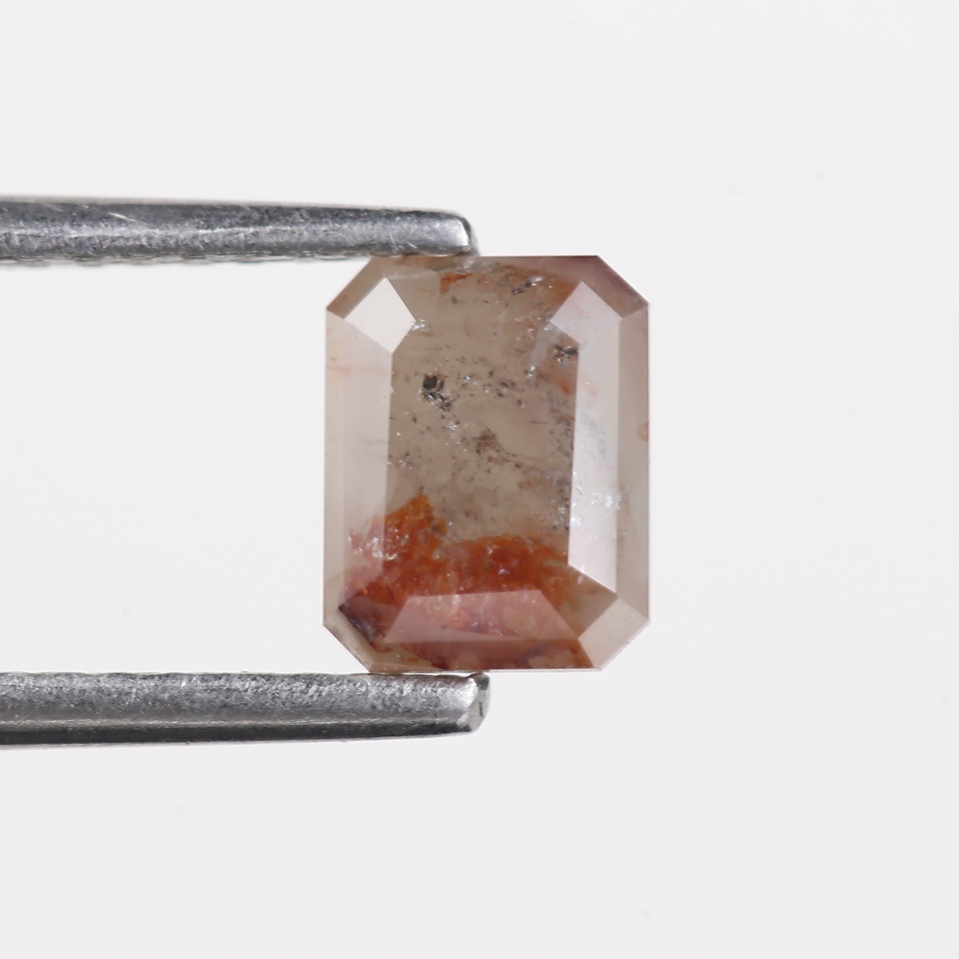 0.93 Carat Natural Orange Peach Emerald Salt and Pepper Diamond 6.14 MM