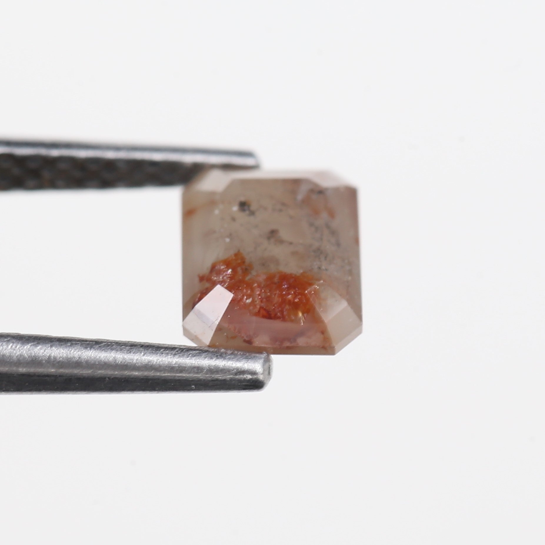 0.93 Carat Natural Orange Peach Emerald Salt and Pepper Diamond 6.14 MM