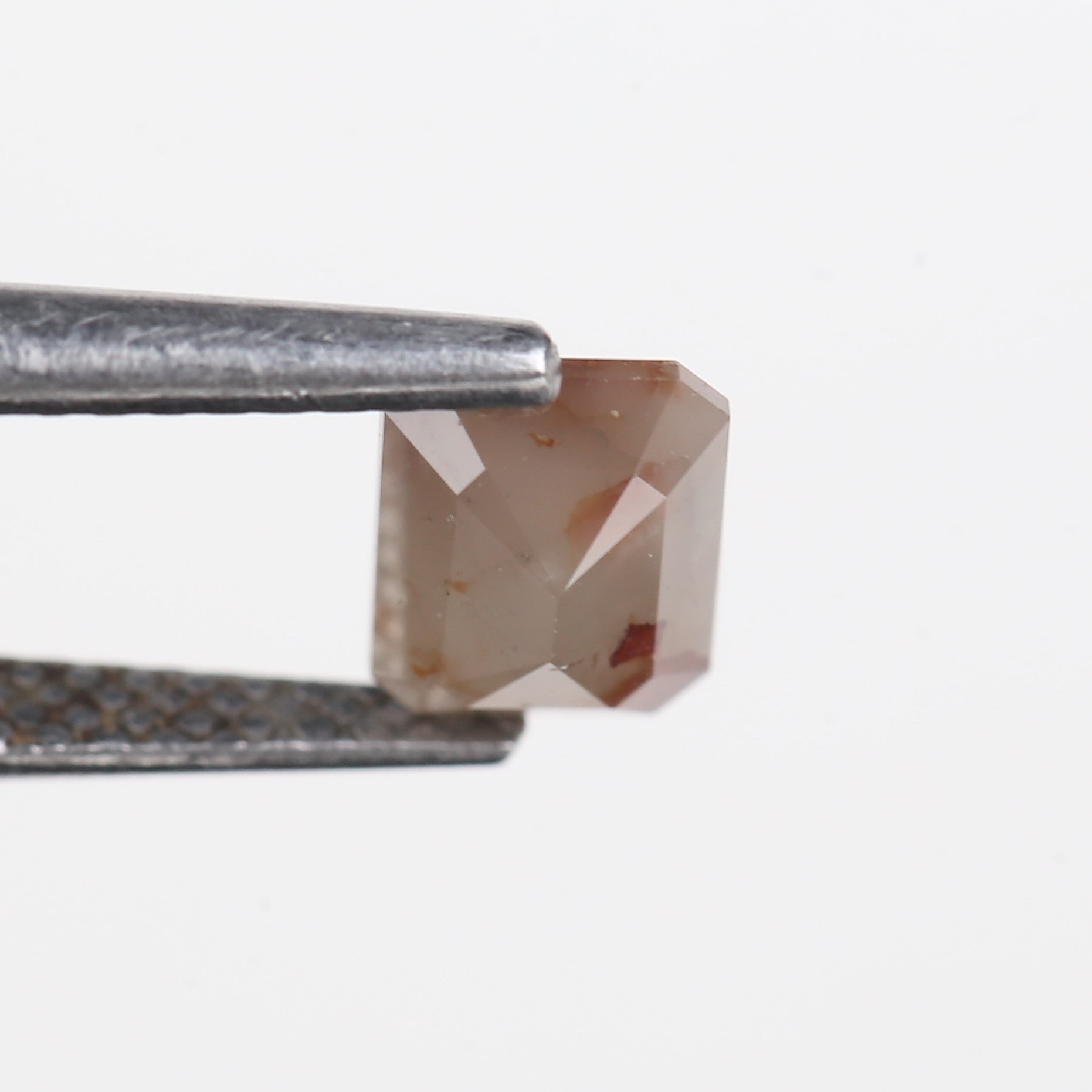 0.93 Carat Natural Orange Peach Emerald Salt and Pepper Diamond 6.14 MM