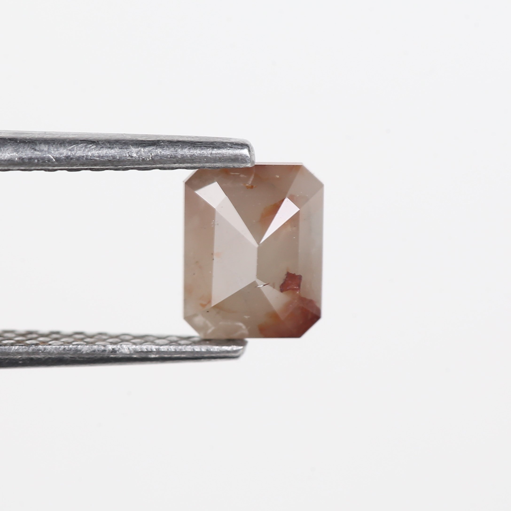 0.93 Carat Natural Orange Peach Emerald Salt and Pepper Diamond 6.14 MM