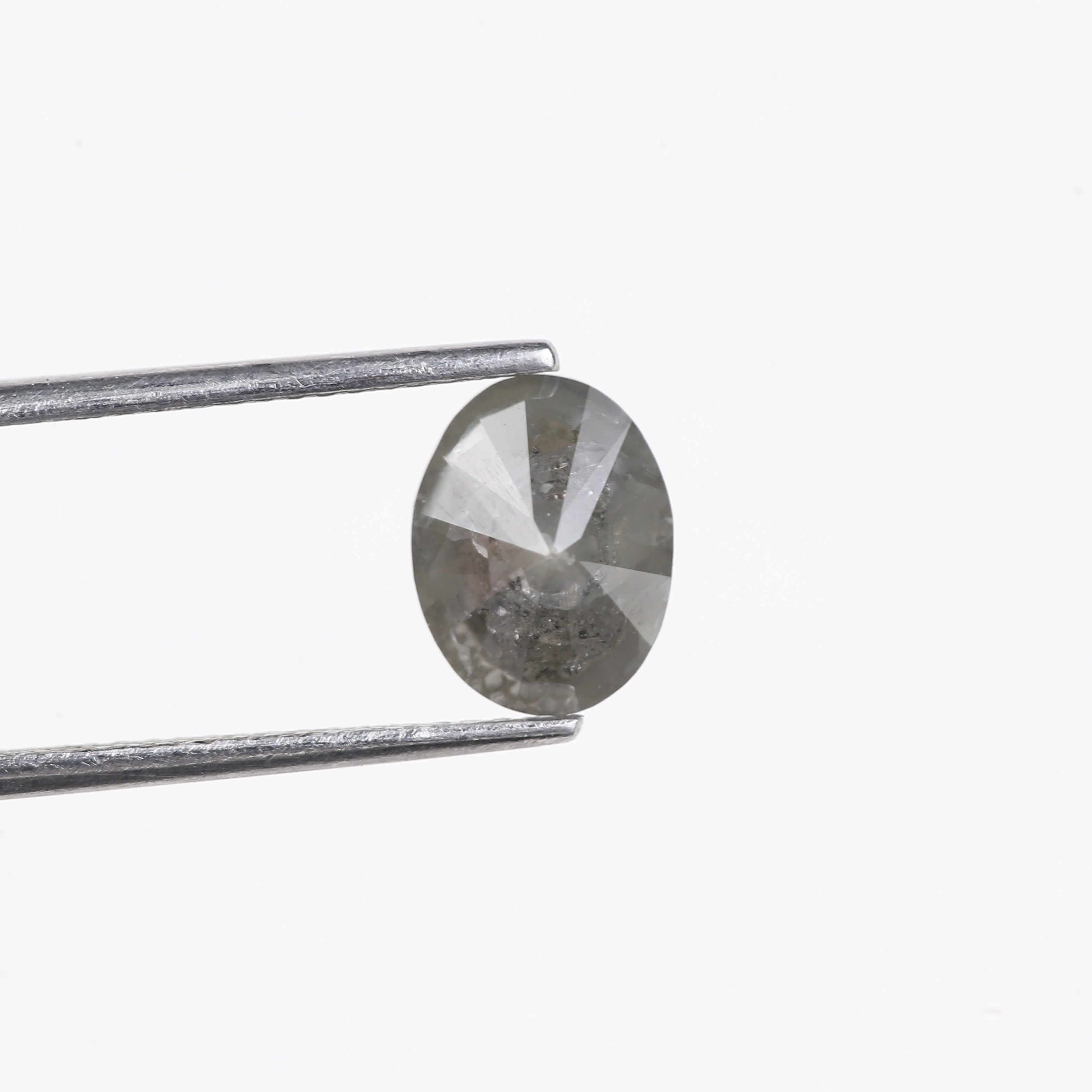 2.64 Carat Natural Smoky Grey Oval Cut Salt Pepper Diamond 9.07 MM