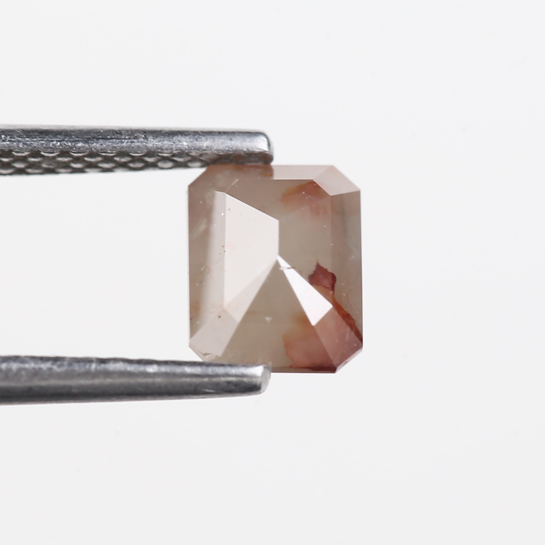 0.93 Carat Natural Orange Peach Emerald Salt and Pepper Diamond 6.14 MM