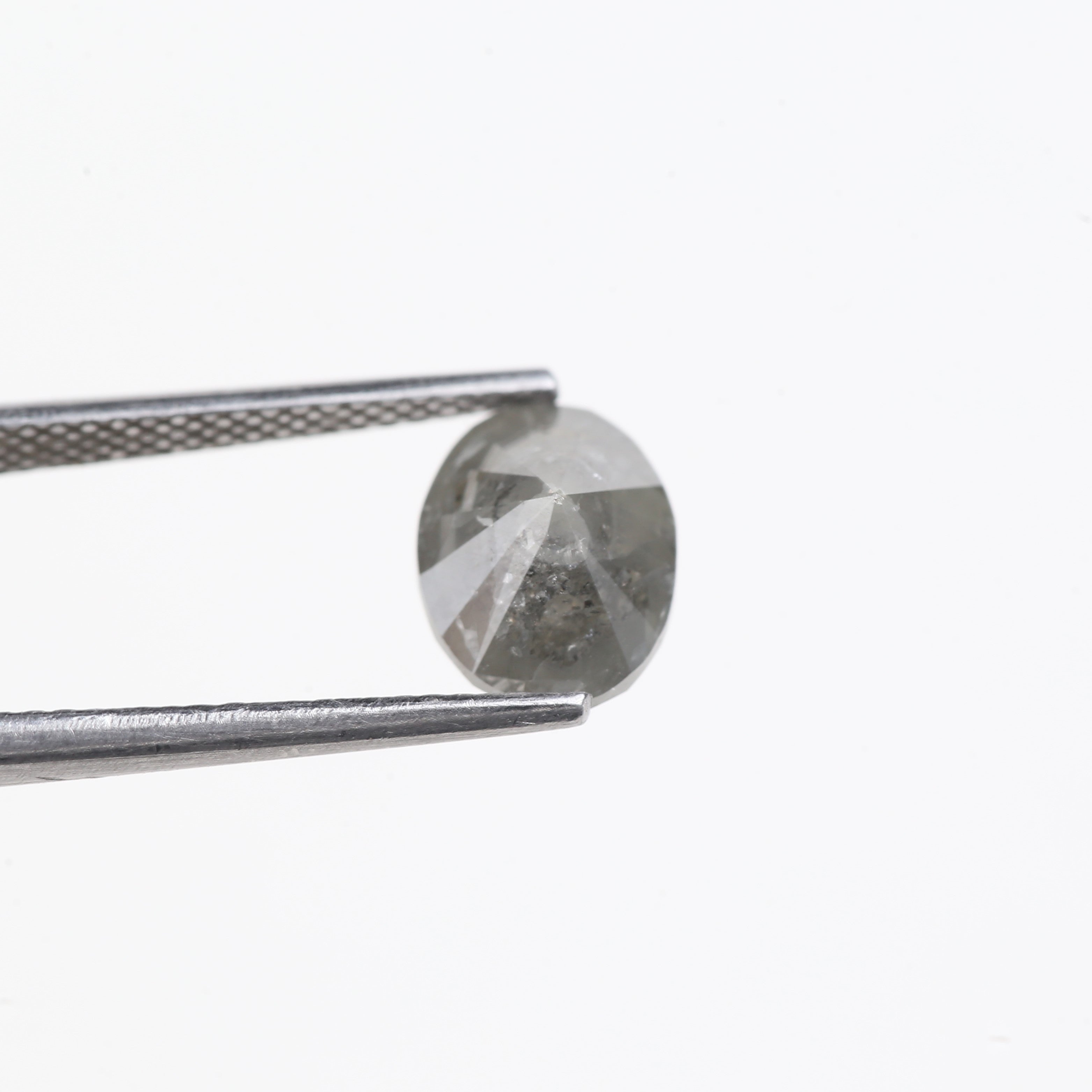 2.64 Carat Natural Smoky Grey Oval Cut Salt Pepper Diamond 9.07 MM