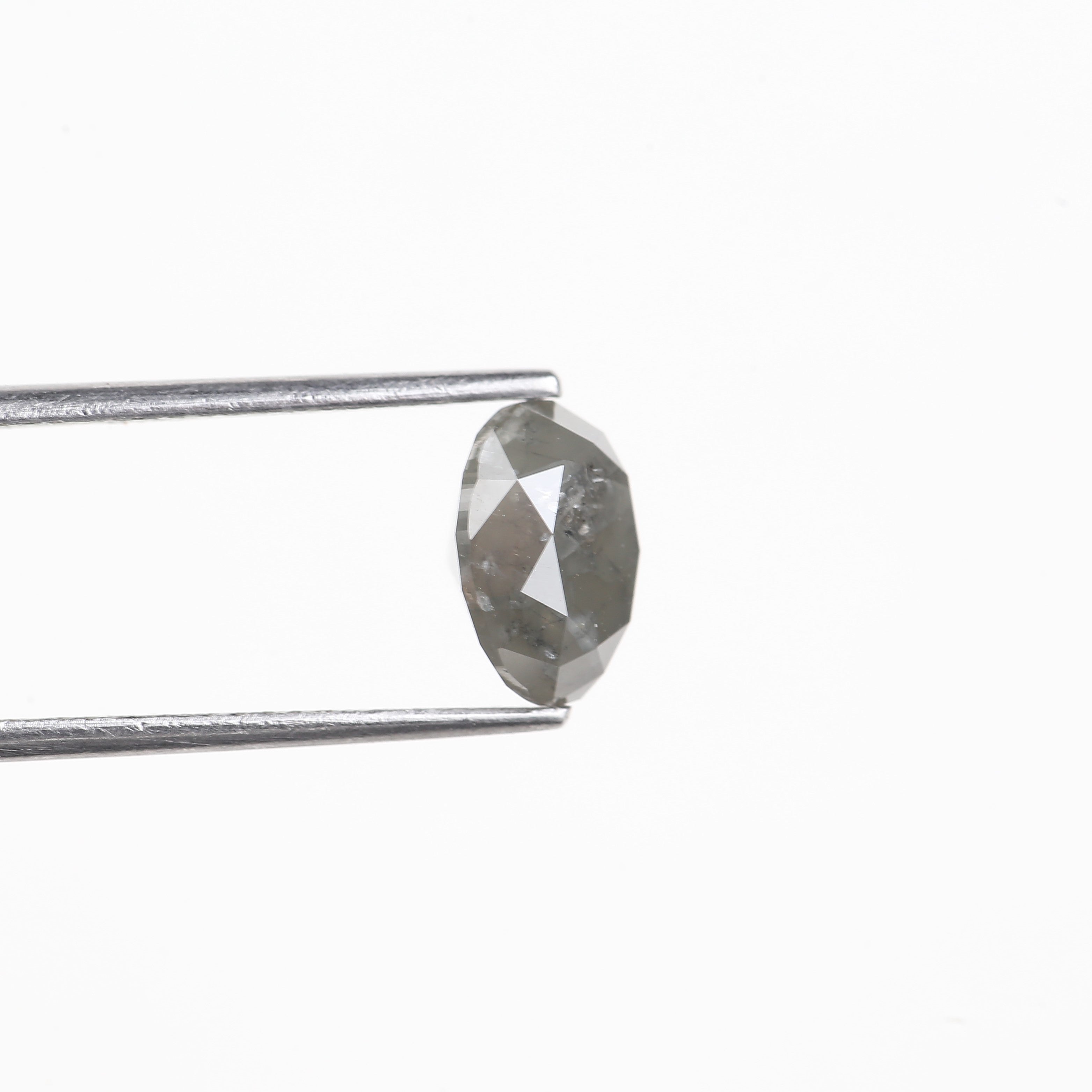 2.64 Carat Natural Smoky Grey Oval Cut Salt Pepper Diamond 9.07 MM