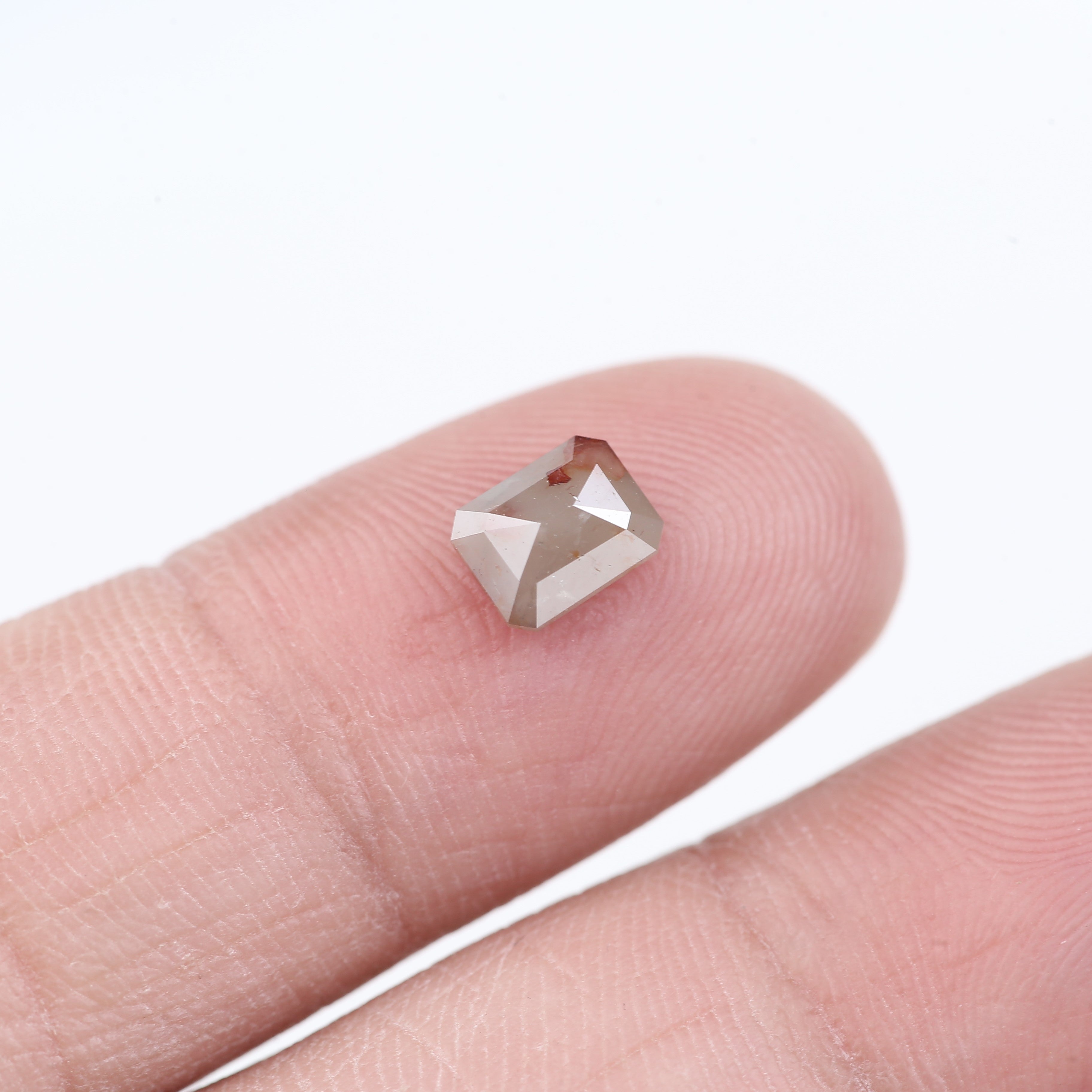 0.93 Carat Natural Orange Peach Emerald Salt and Pepper Diamond 6.14 MM