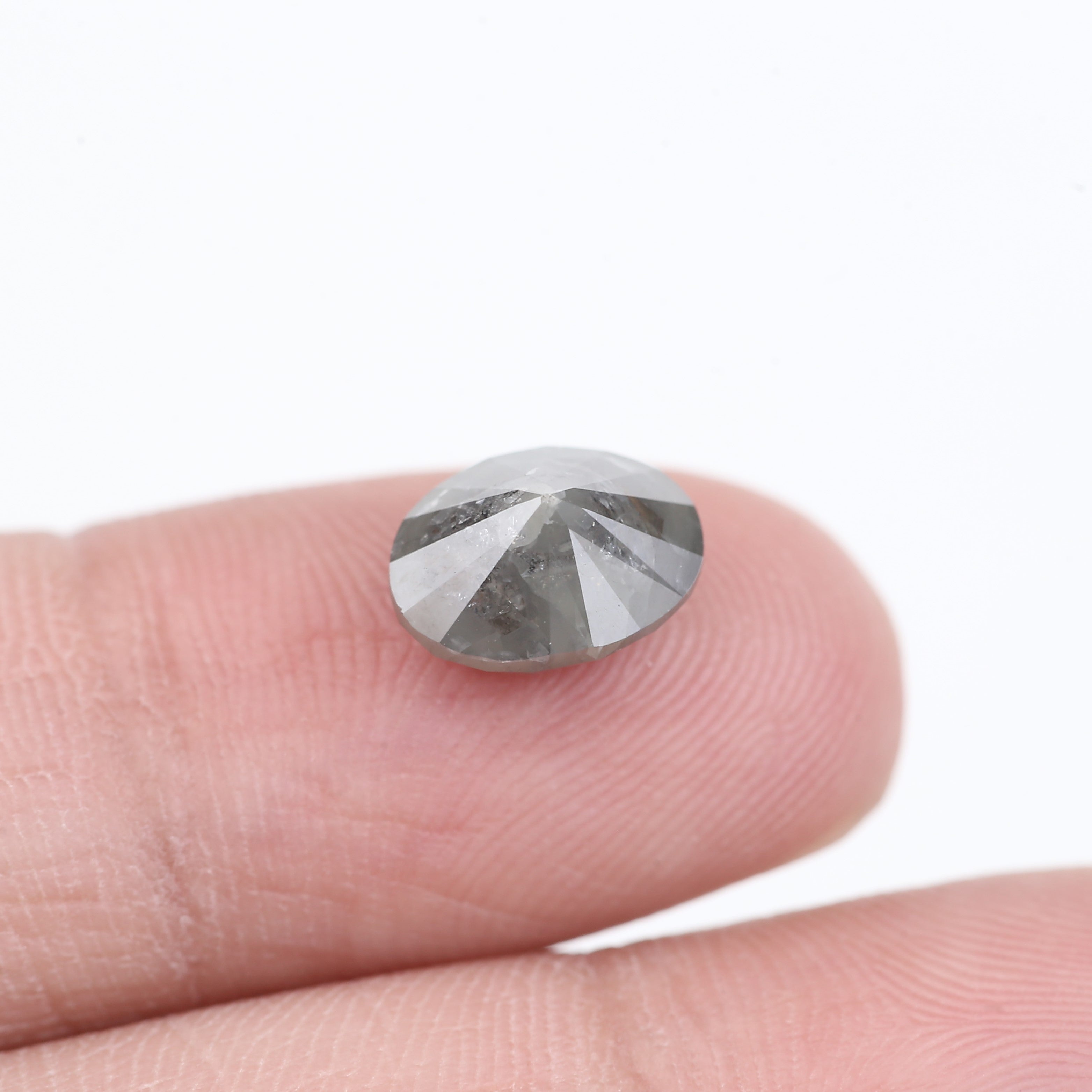 2.64 Carat Natural Smoky Grey Oval Cut Salt Pepper Diamond 9.07 MM