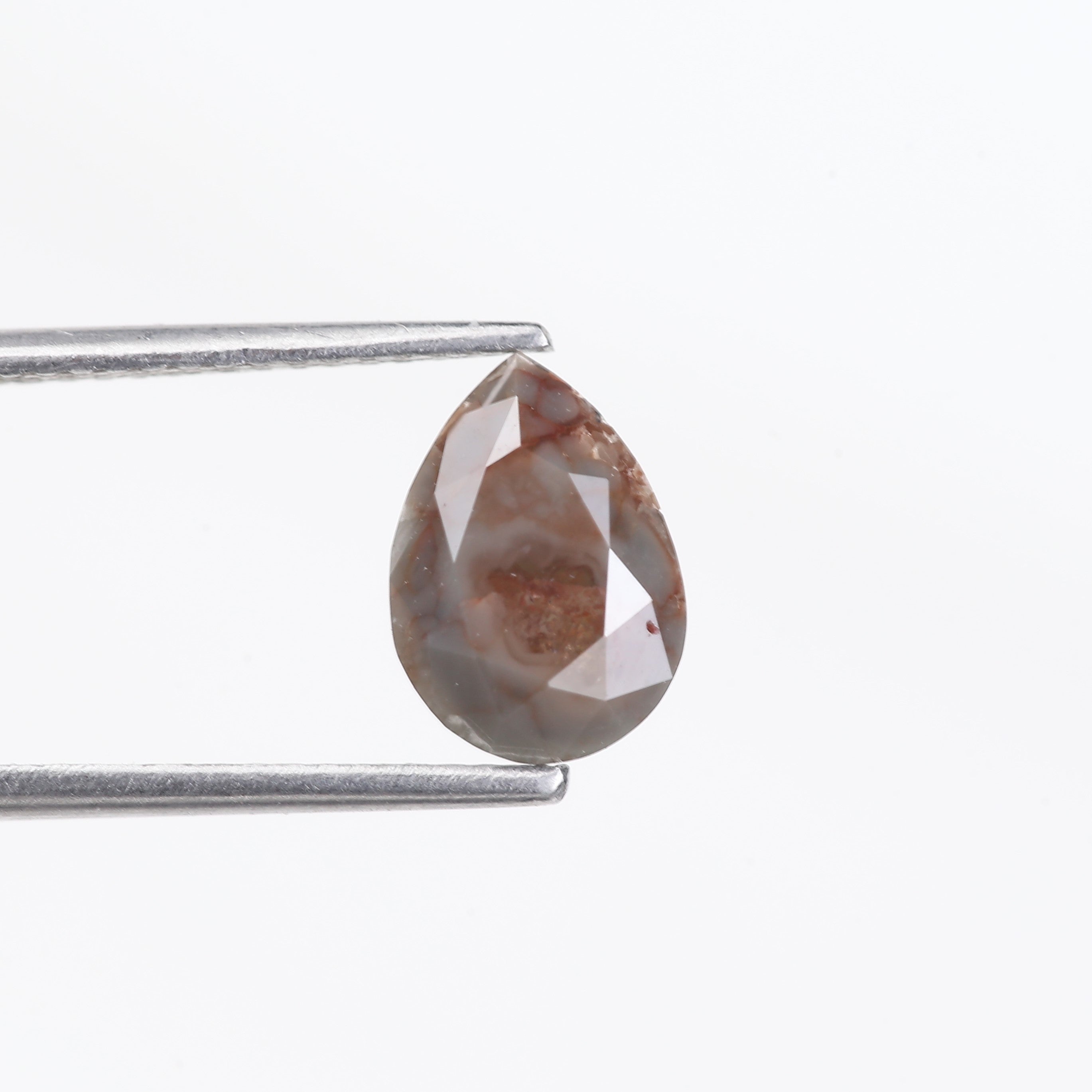 1.92 Carat Natural Grey Red Pear Salt And Pepper Diamond 9.29 MM