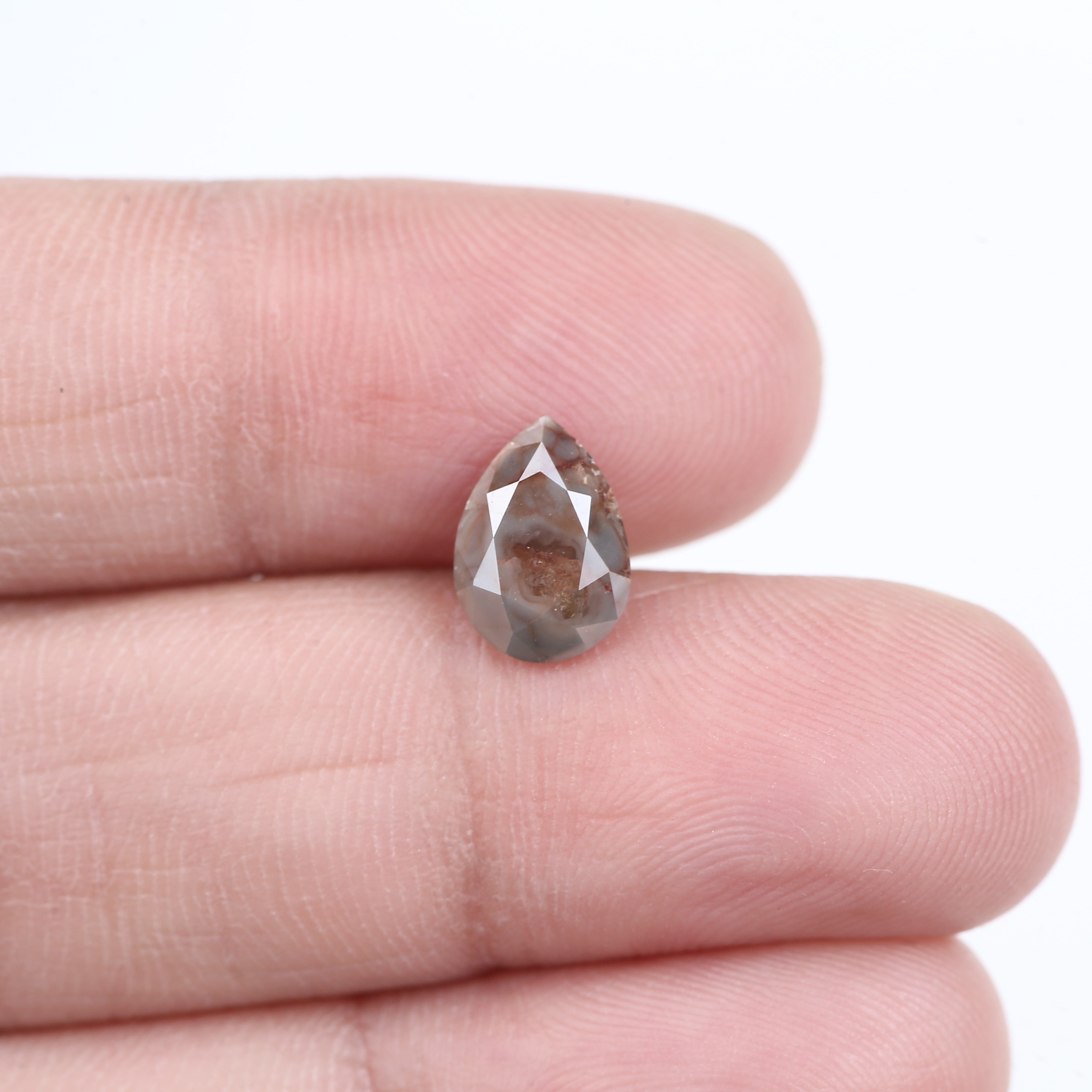 1.92 Carat Natural Grey Red Pear Salt And Pepper Diamond 9.29 MM