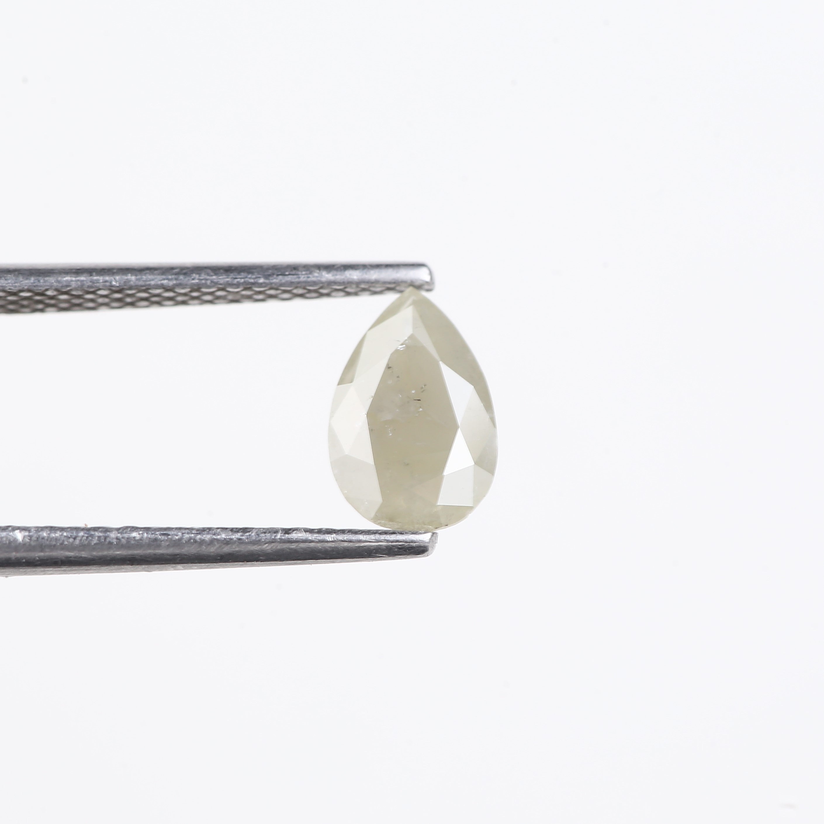 0.66 Carat Natural Milky Grey Pear Cut Salt And Pepper Diamond 7.85 MM