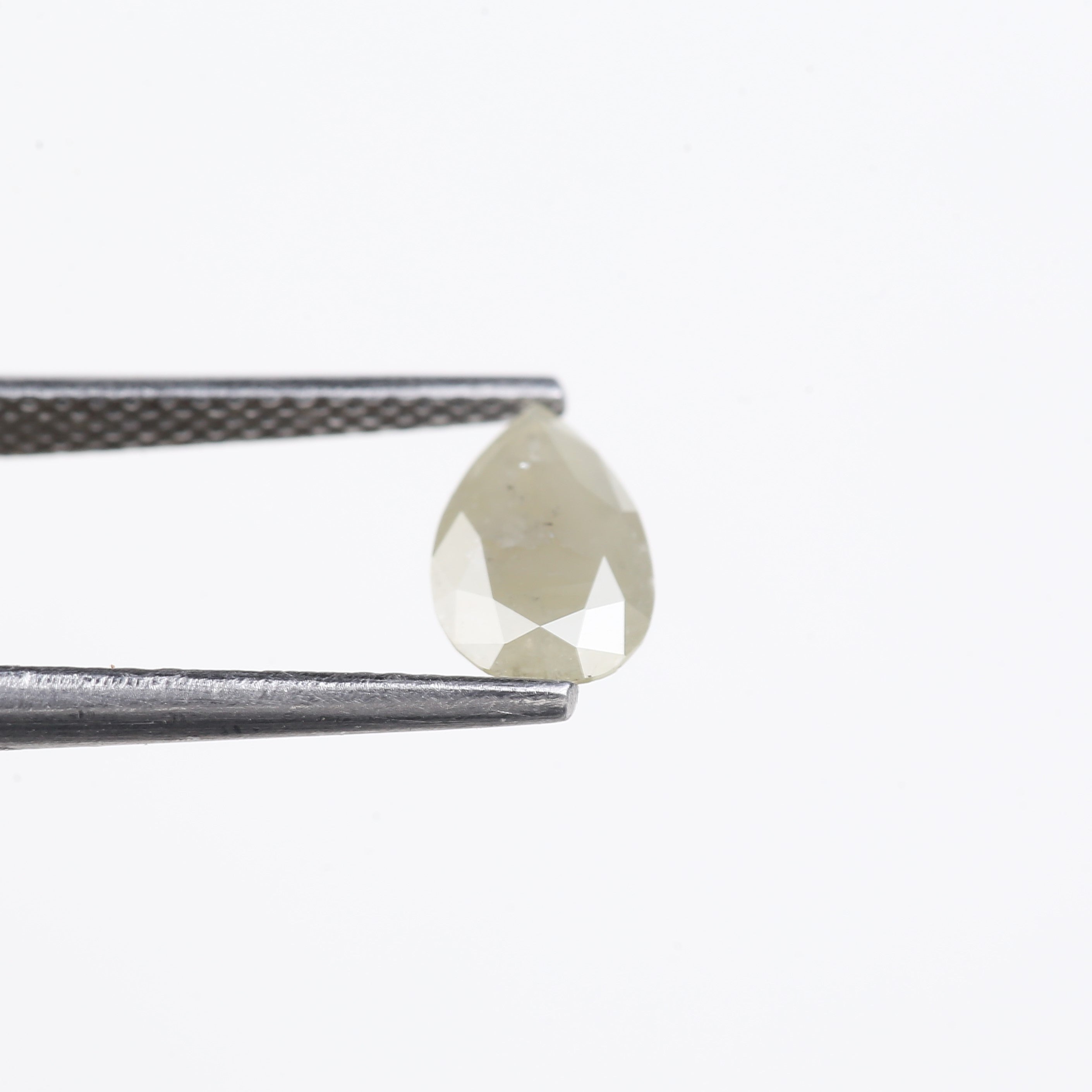 0.66 Carat Natural Milky Grey Pear Cut Salt And Pepper Diamond 7.85 MM