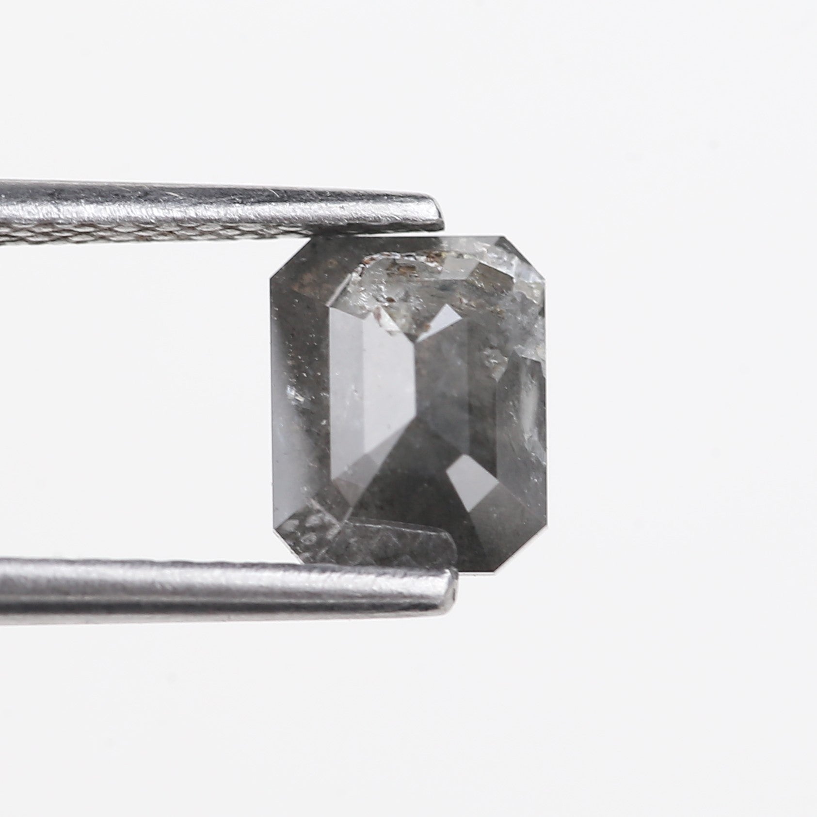 1.29 Carat Natural Gray Emerald Salt And Pepper Diamond 6.67 MM