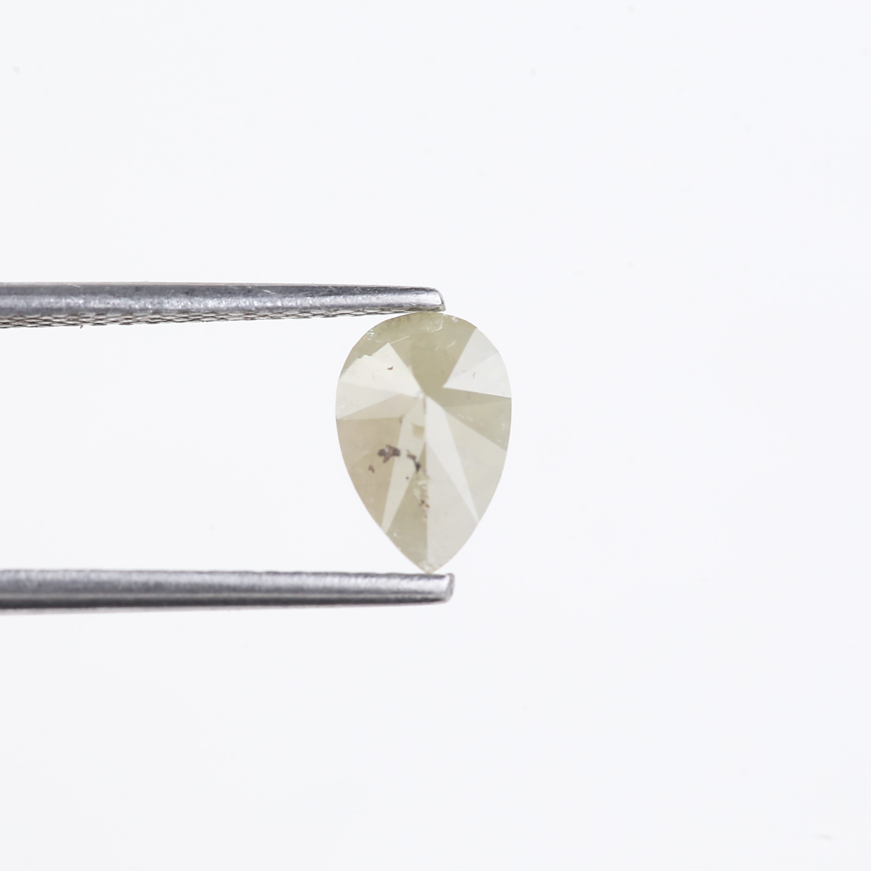 0.66 Carat Natural Milky Grey Pear Cut Salt And Pepper Diamond 7.85 MM