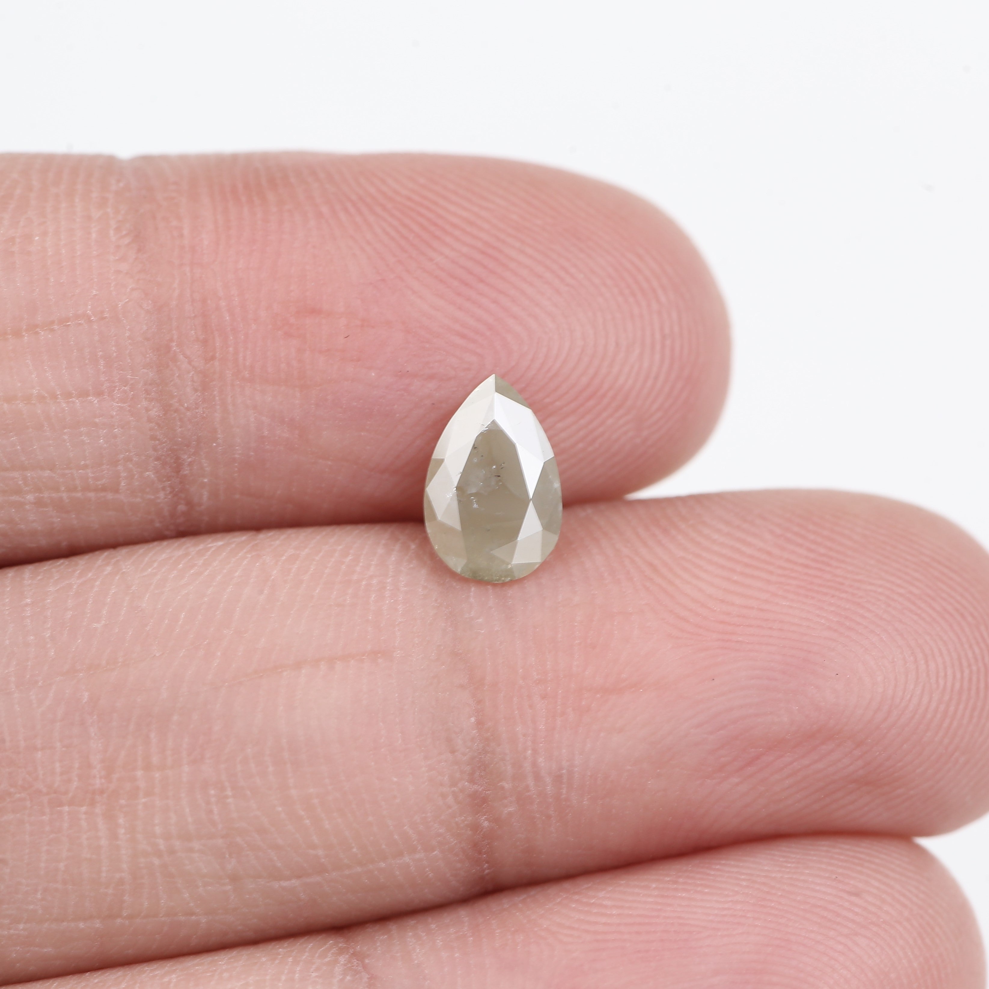 0.66 Carat Natural Milky Grey Pear Cut Salt And Pepper Diamond 7.85 MM