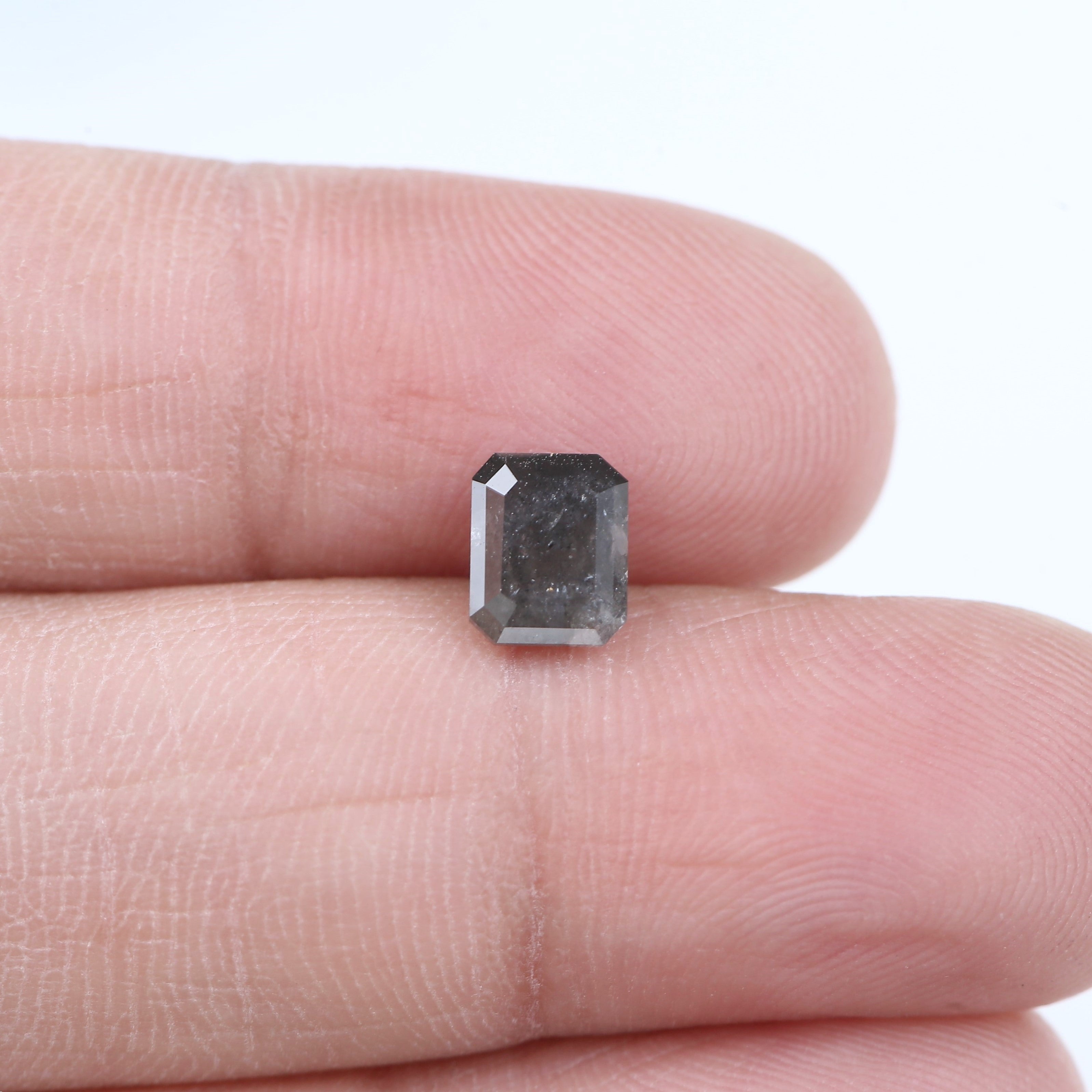 1.29 Carat Natural Gray Emerald Salt And Pepper Diamond 6.67 MM