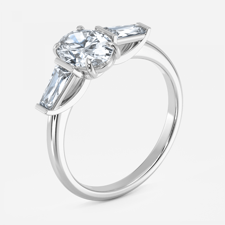 Jeraldine Oval Three Stone Engagement Ring 14K / 18K Solid Gold