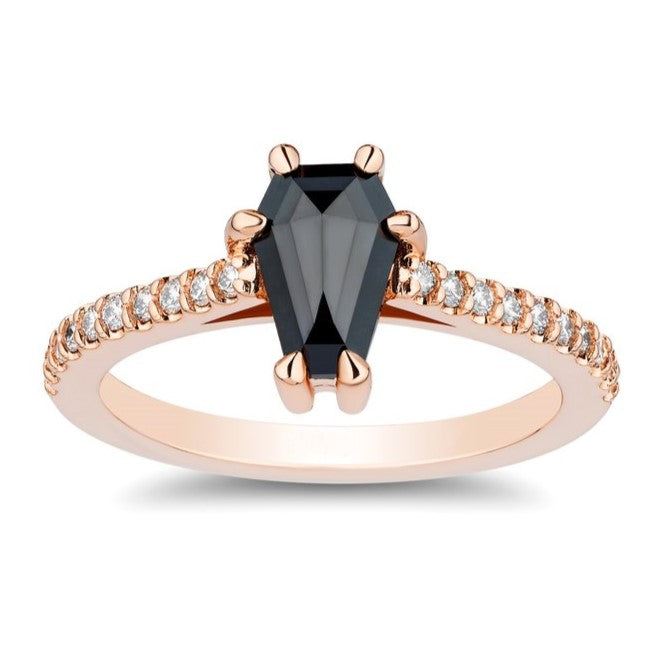 1ct The Classic Forever Love White and Black Diamond Pave Ring 14k Gold - Blackdiamond