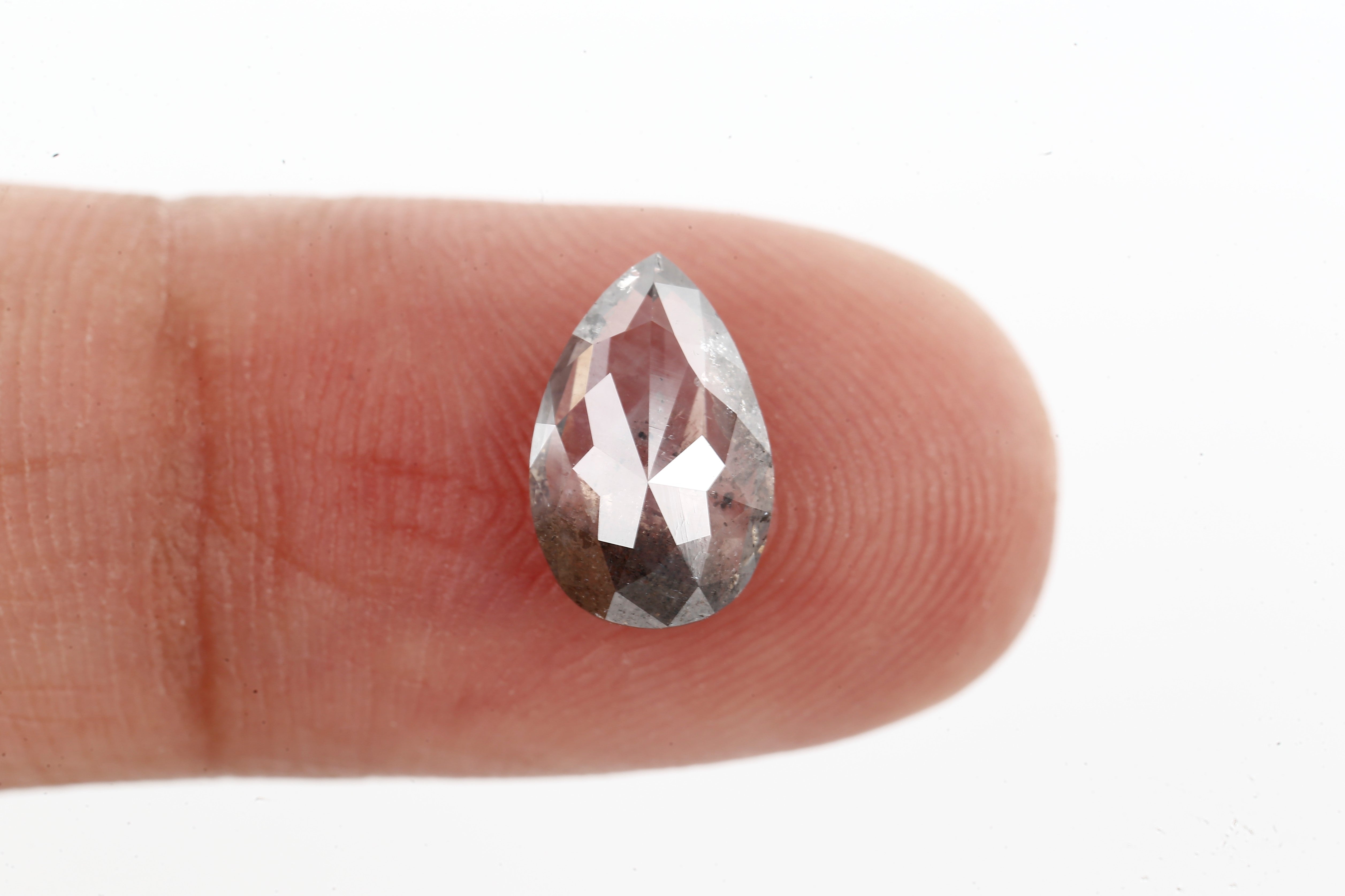 1.50 Ct Salt and Pepper Diamond Fancy Gray Pear 8.94 MM