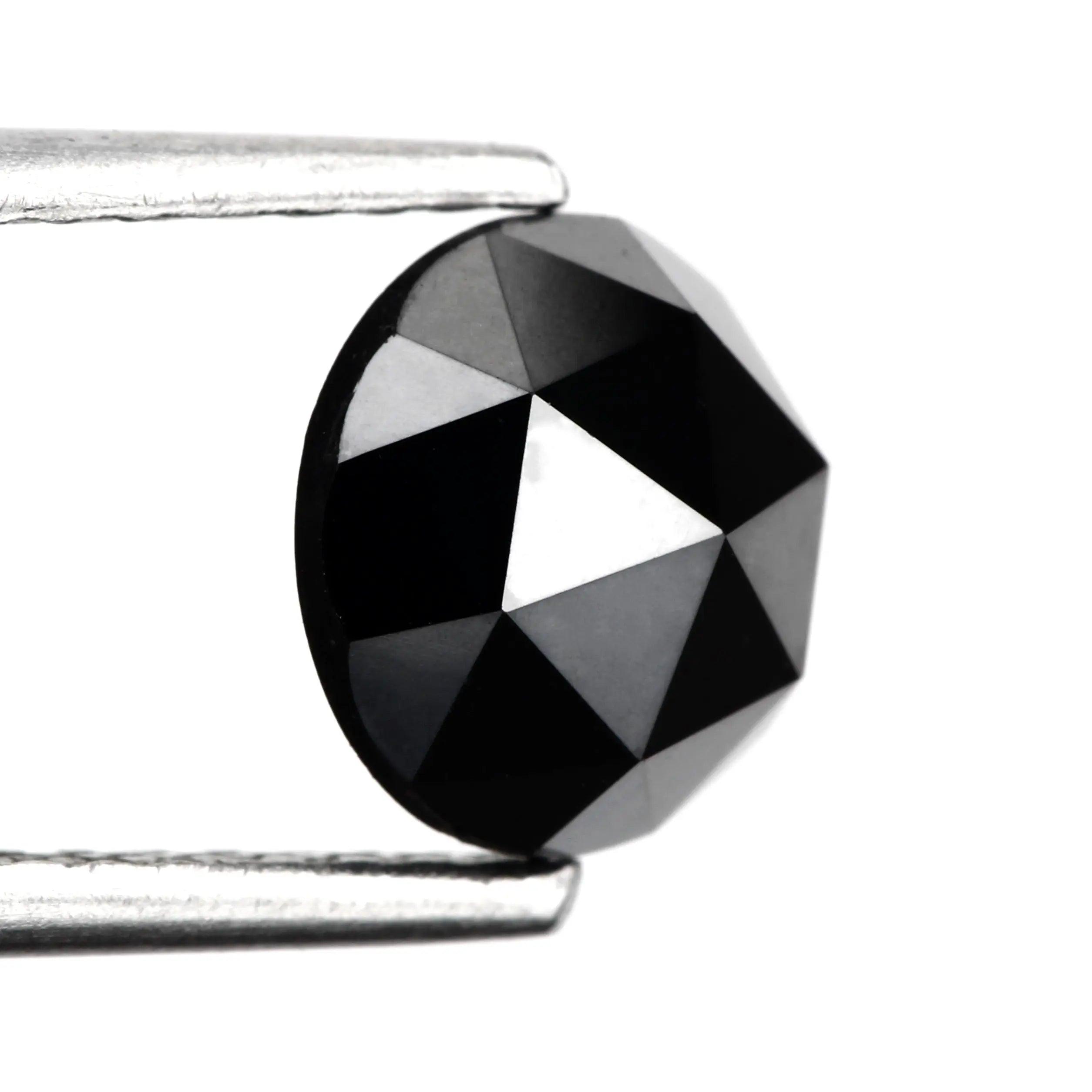 black diamond engagement ring rose cut