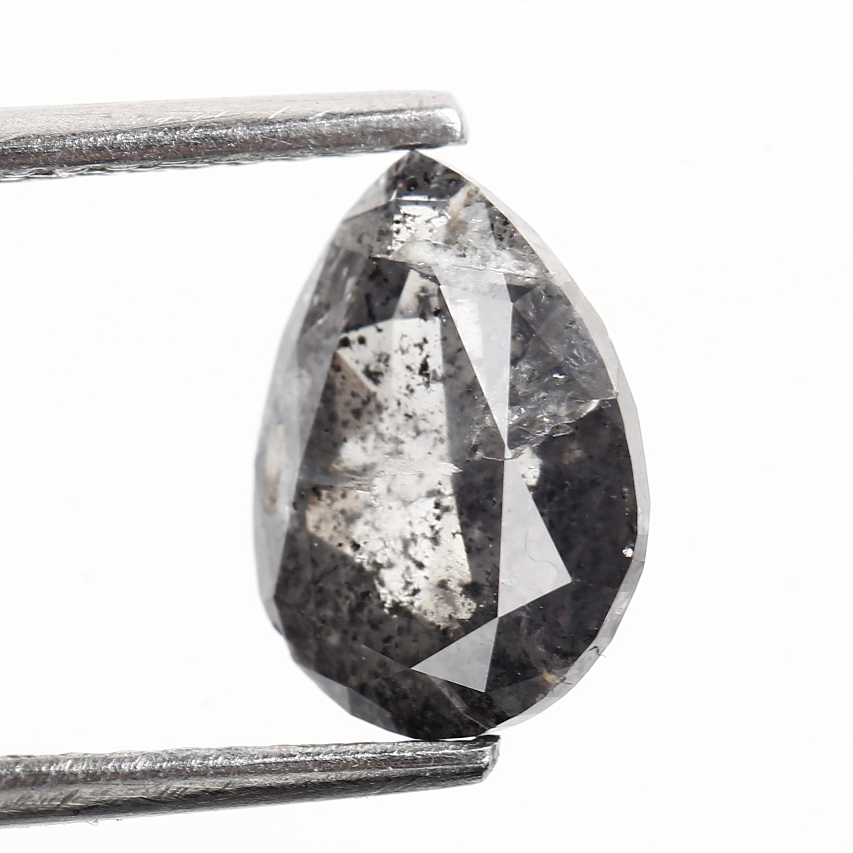 1.79 Carat Fancy Gray Pear Salt and Pepper Diamond 8.93 MM