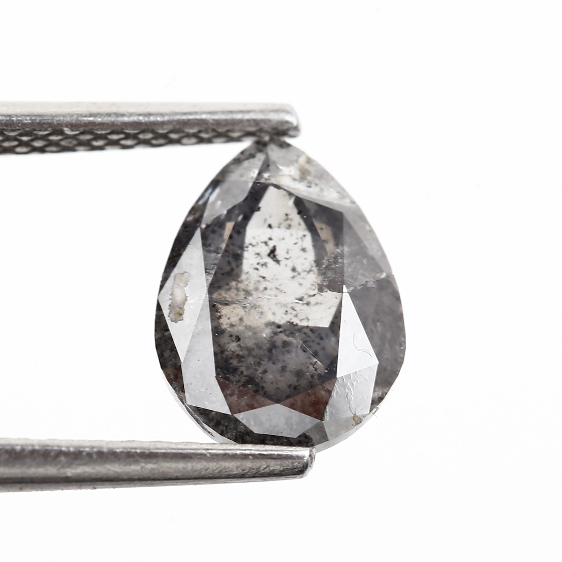 1.79 Carat Fancy Gray Pear Salt and Pepper Diamond 8.93 MM