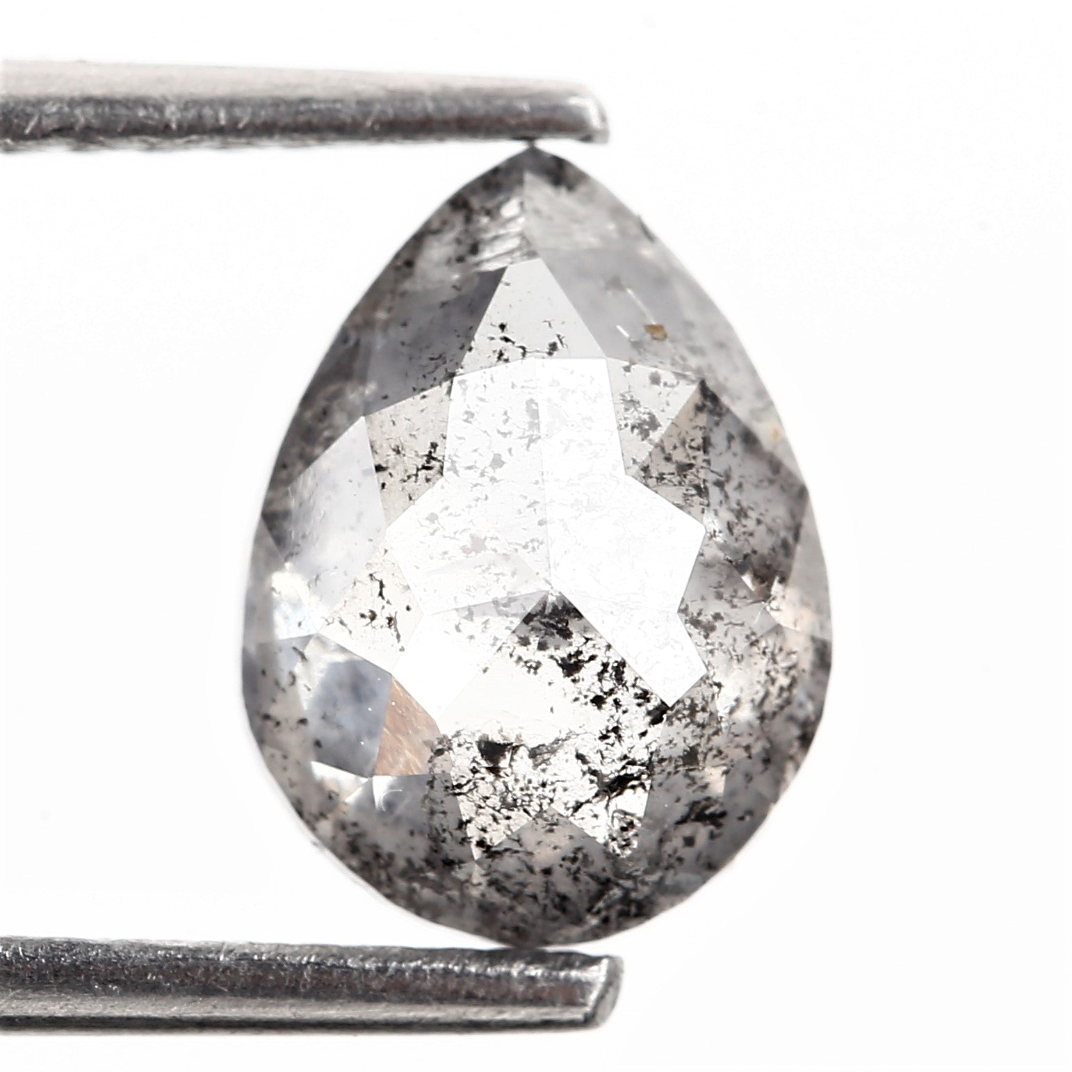 1.79 Carat Fancy Gray Pear Salt and Pepper Diamond 8.93 MM