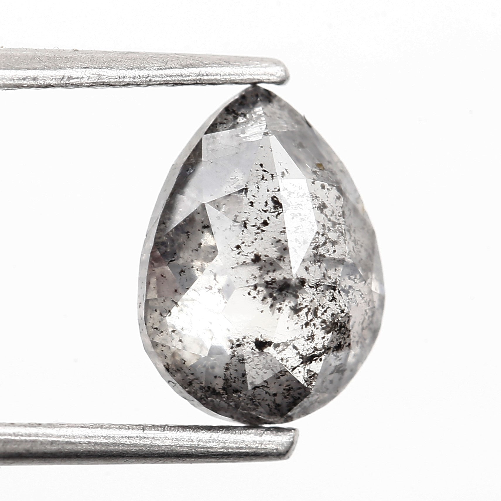 1.79 Carat Fancy Gray Pear Salt and Pepper Diamond 8.93 MM