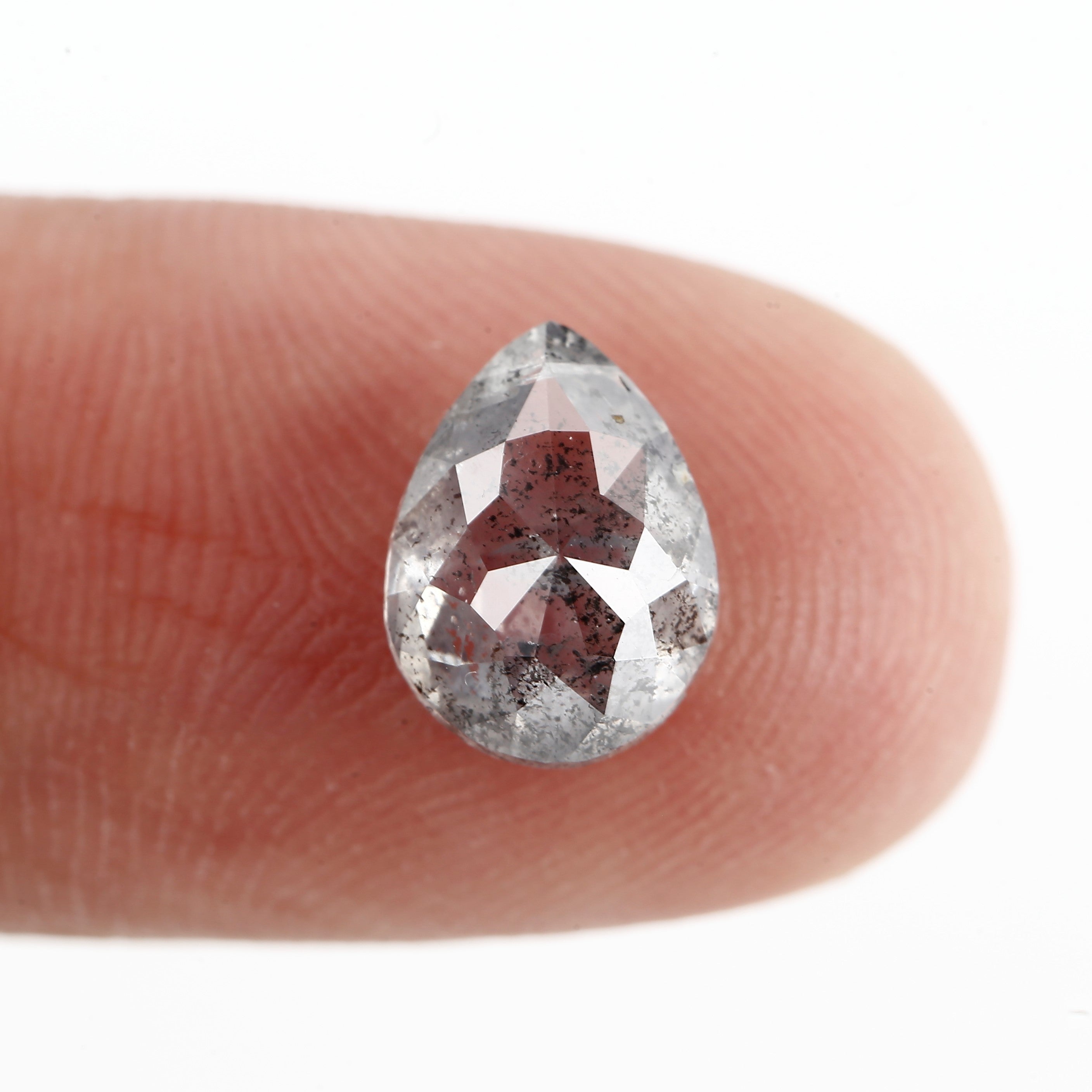 1.79 Carat Fancy Gray Pear Salt and Pepper Diamond 8.93 MM