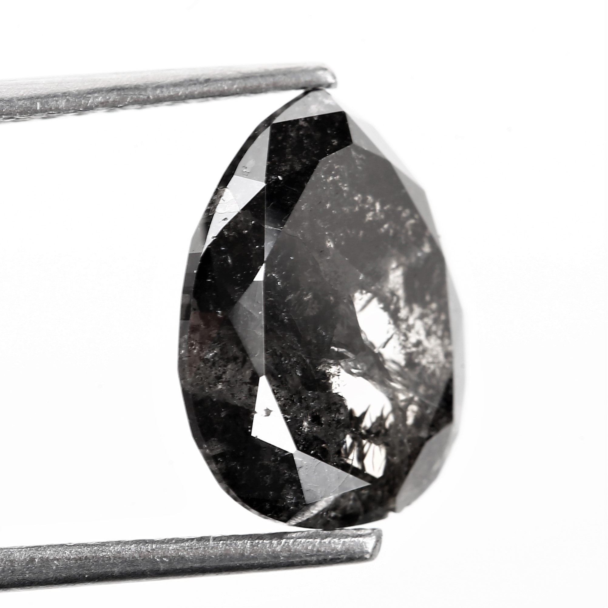 3.28 Carat Fancy Black Pear Salt and Pepper Diamond 11.24 MM