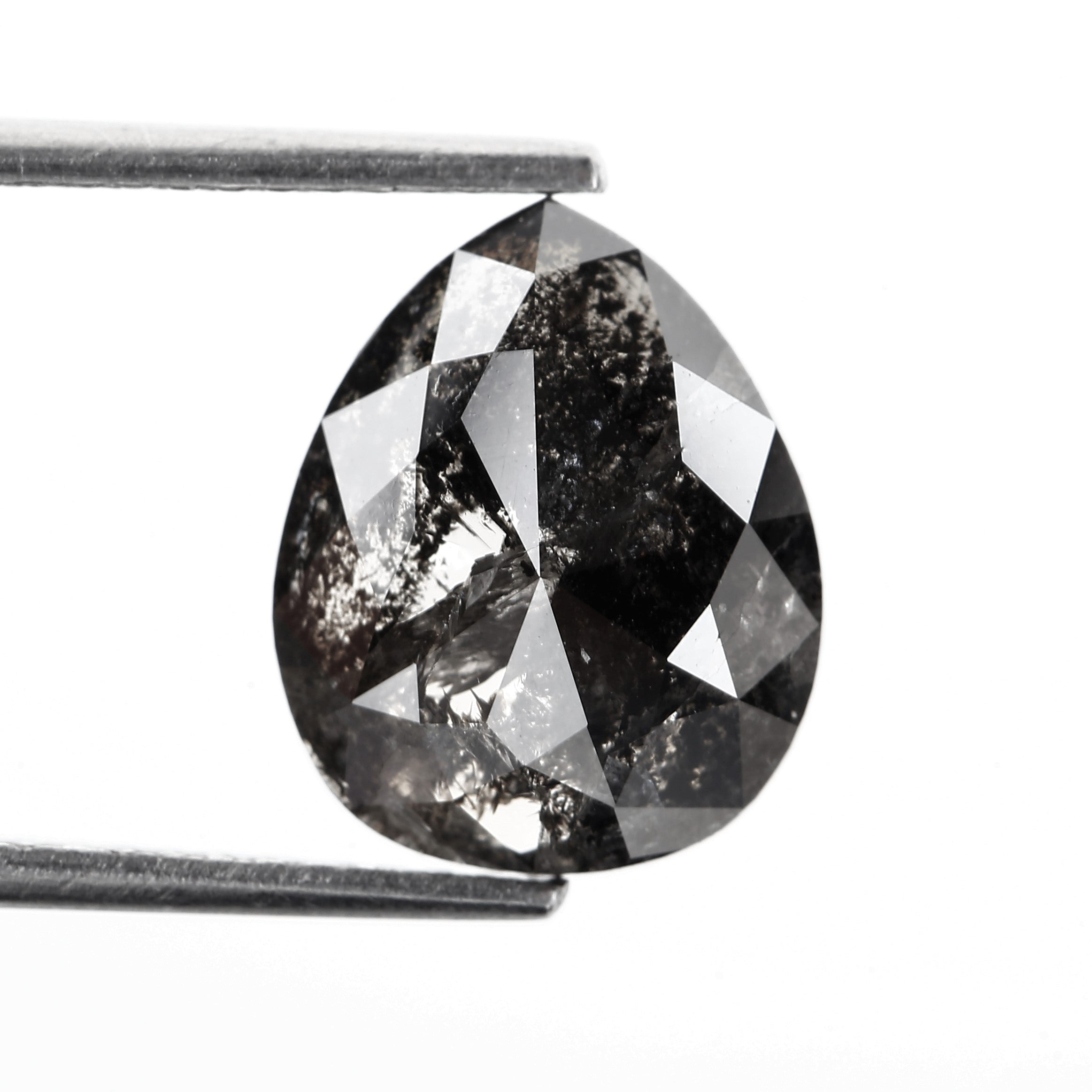 3.28 Carat Fancy Black Pear Salt and Pepper Diamond 11.24 MM