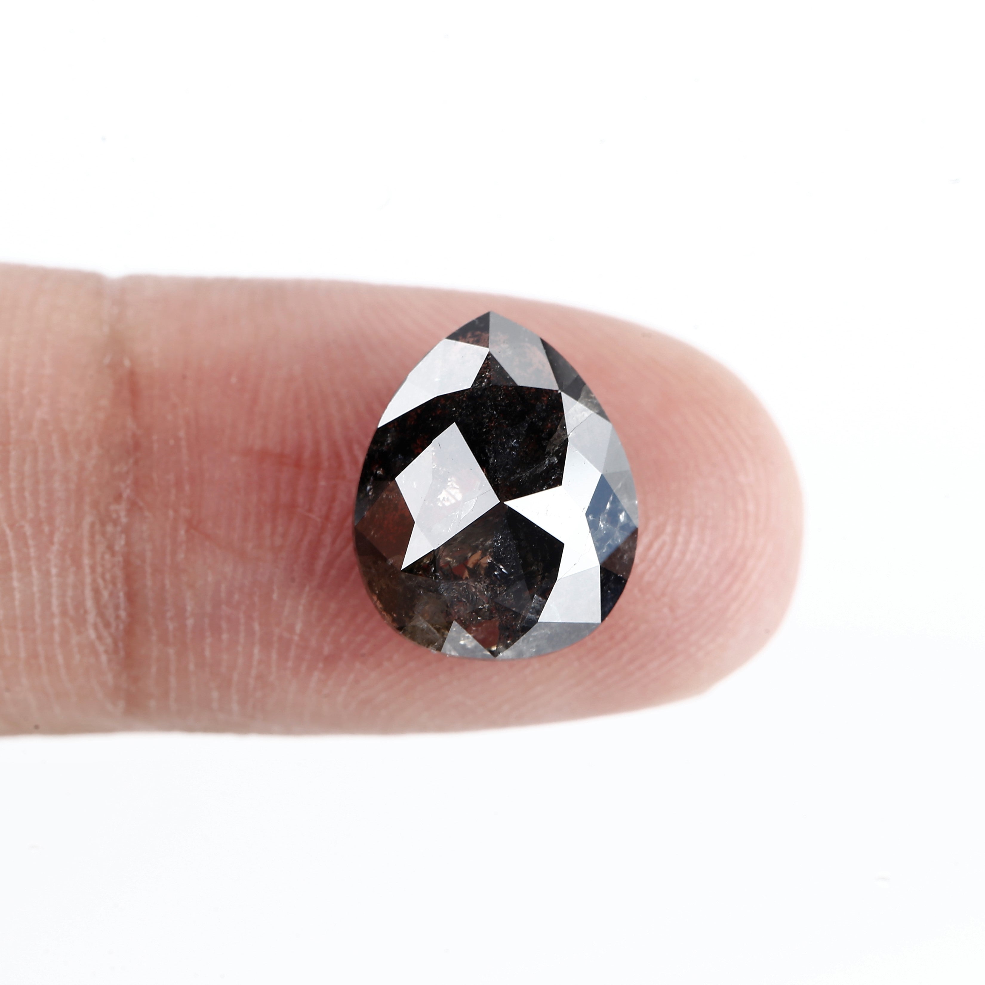 3.28 Carat Fancy Black Pear Salt and Pepper Diamond 11.24 MM