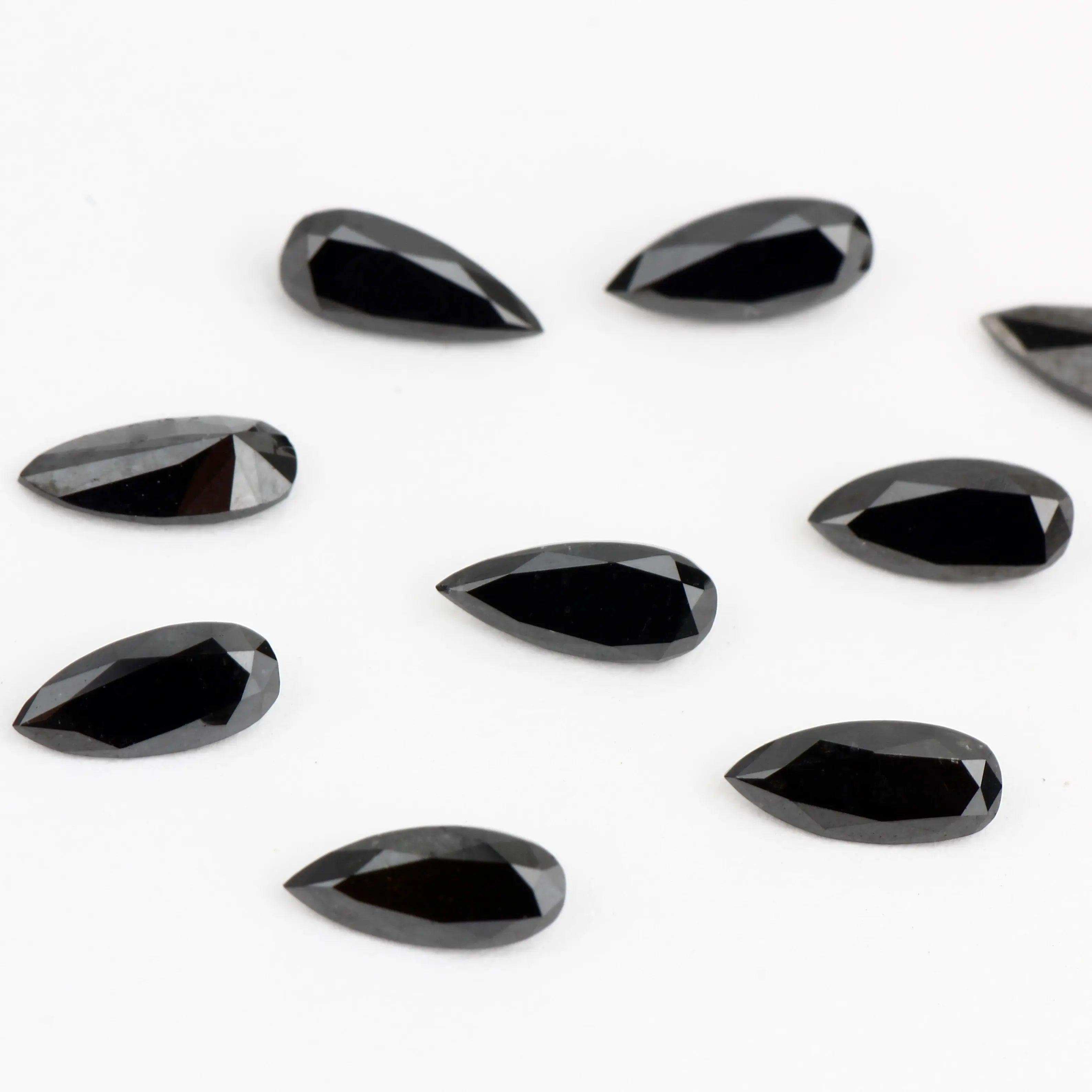 pear fancy black natural diamond ring