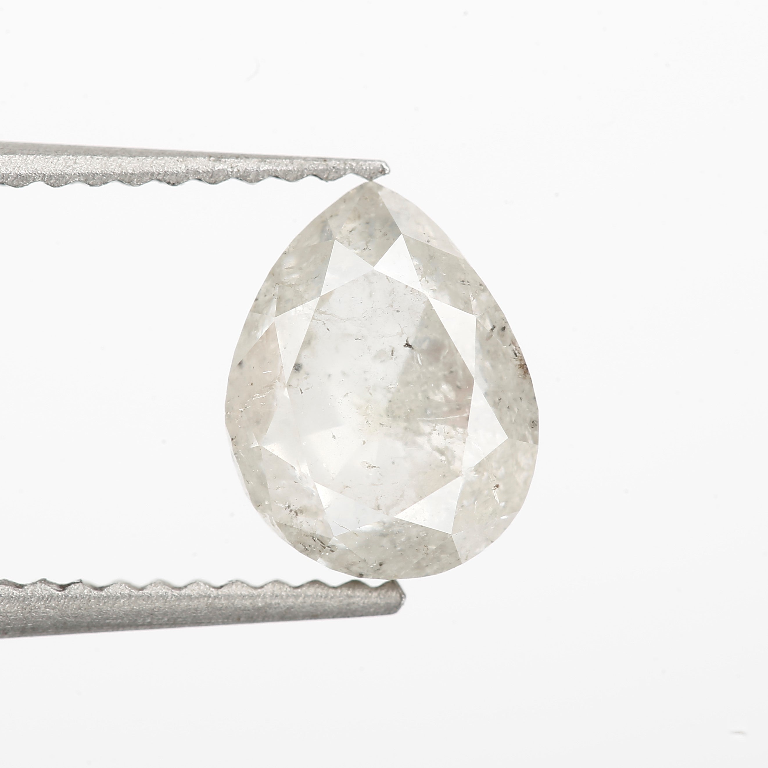 2 Ct Salt and Pepper Diamond Pear Rose Cut 8.10 MM