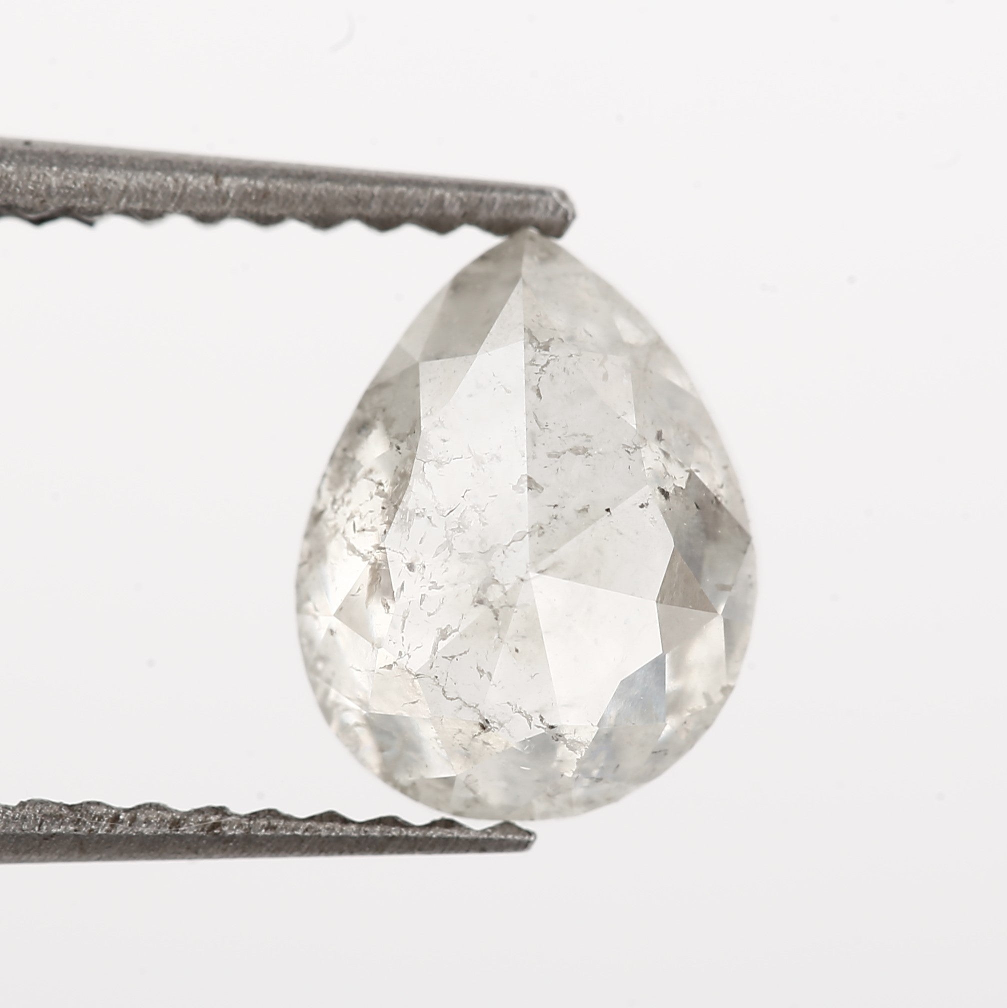 2 Ct Salt and Pepper Diamond Pear Rose Cut 8.10 MM