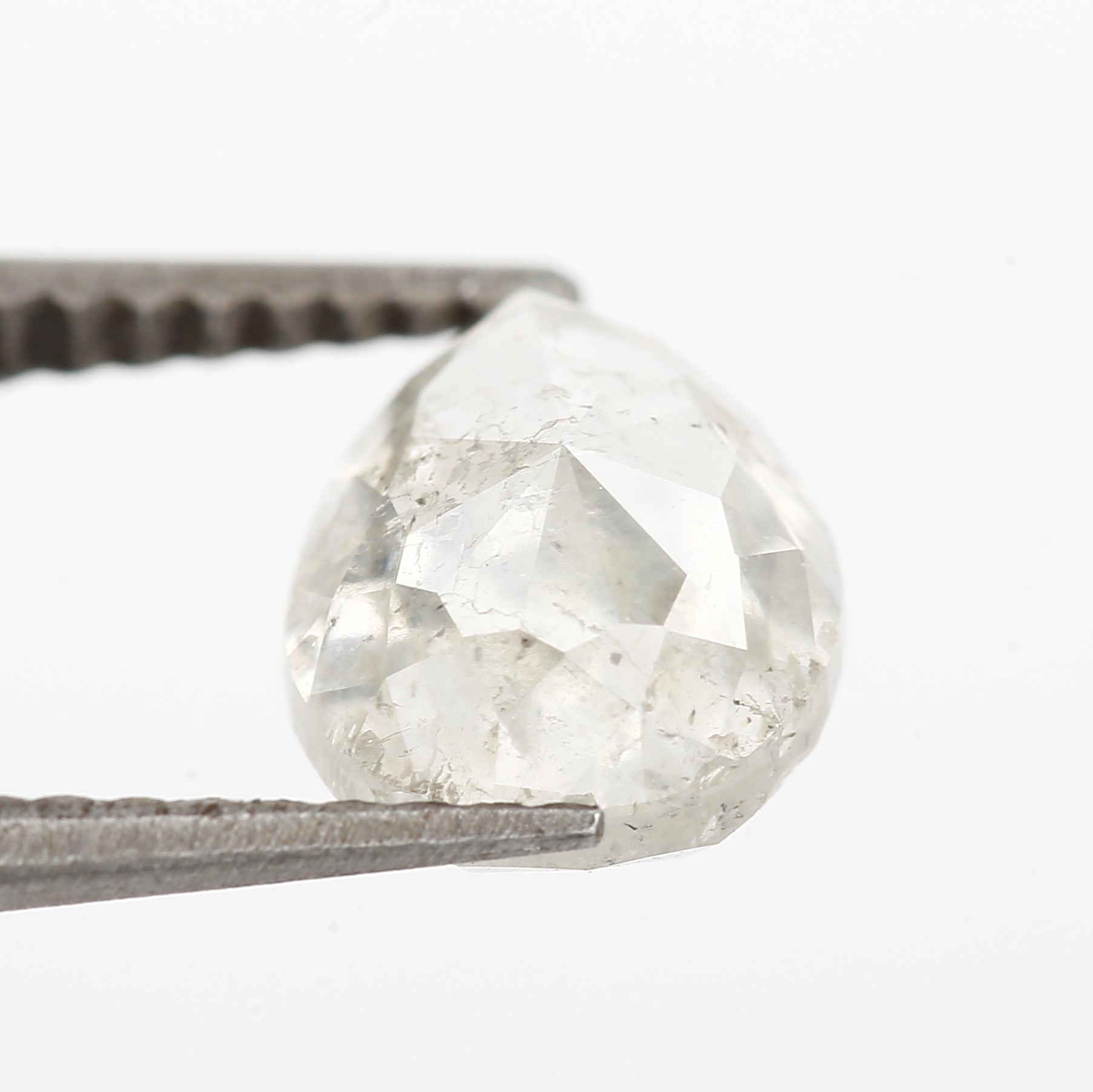 2 Ct Salt and Pepper Diamond Pear Rose Cut 8.10 MM