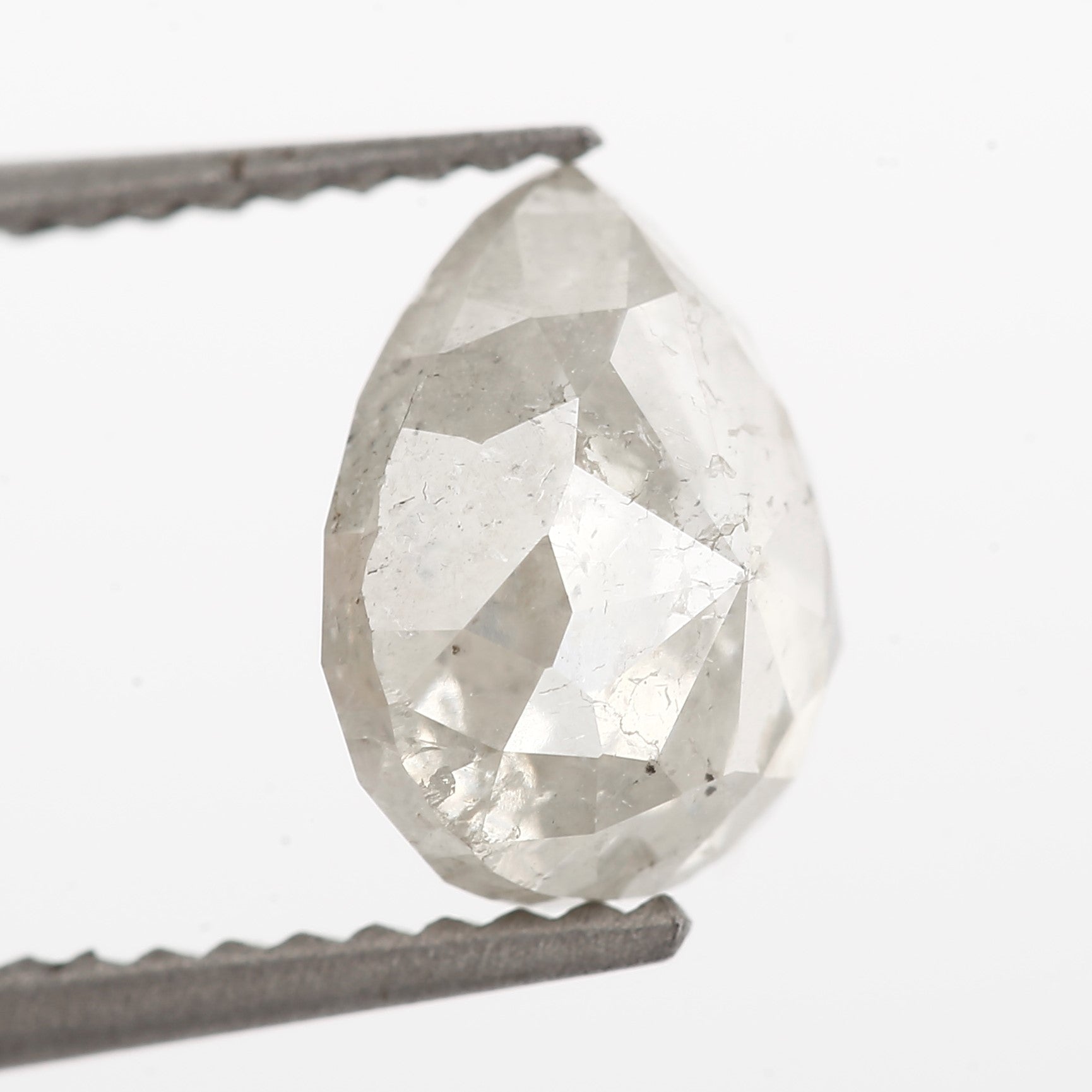 2 Ct Salt and Pepper Diamond Pear Rose Cut 8.10 MM