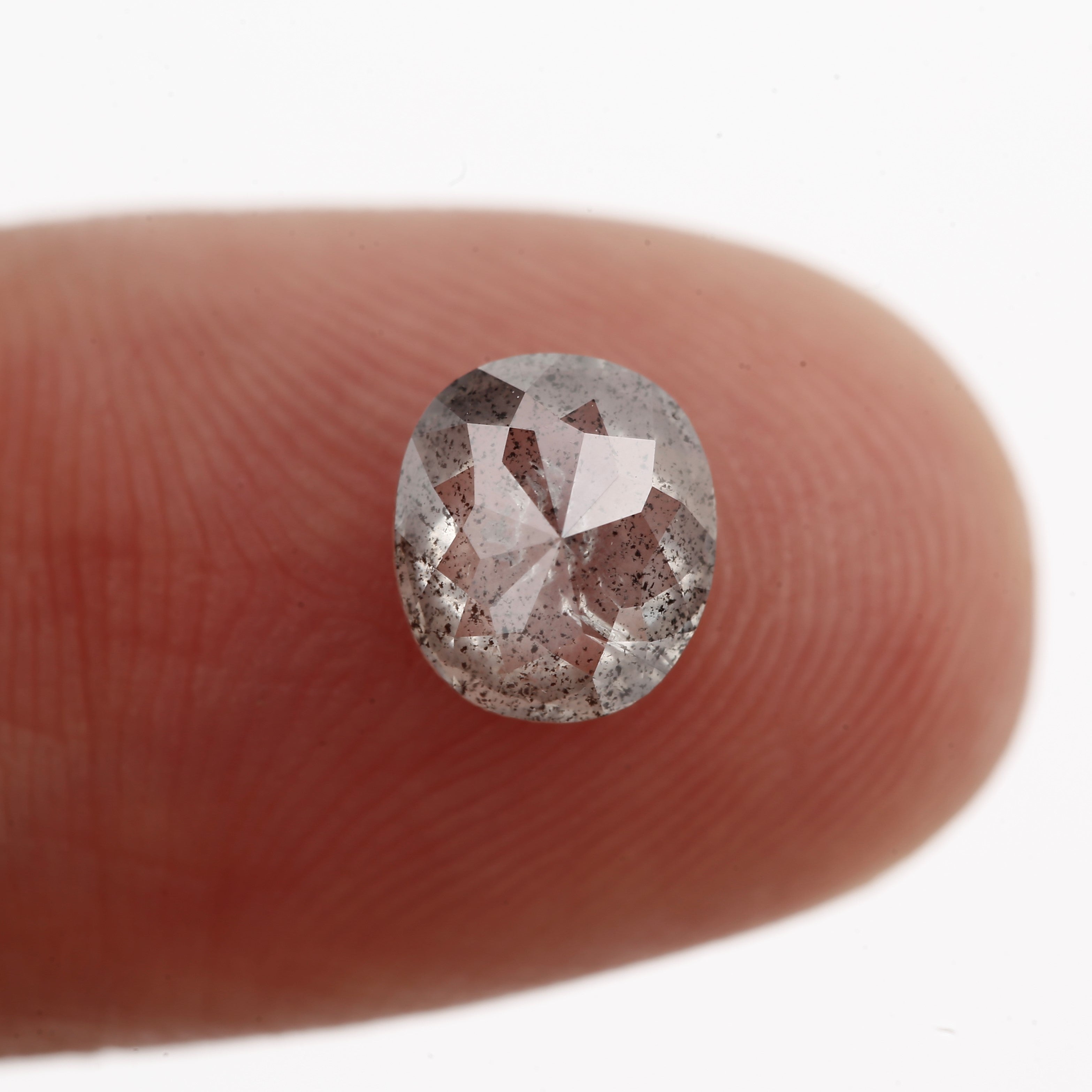 0.97 Carat Oval Gray Rose Cut Salt and Pepper Diamond 6.54 MM