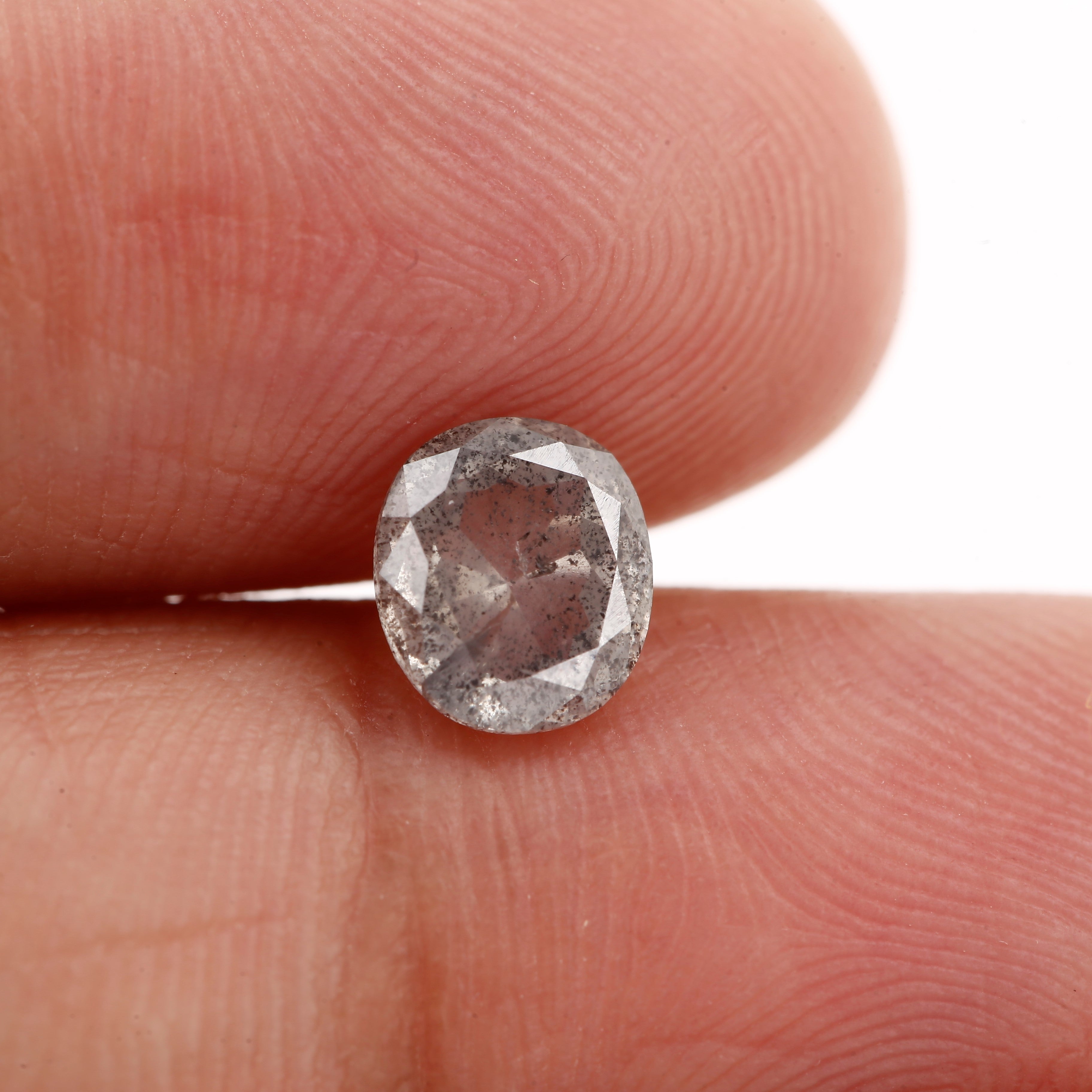 0.97 Carat Oval Gray Rose Cut Salt and Pepper Diamond 6.54 MM